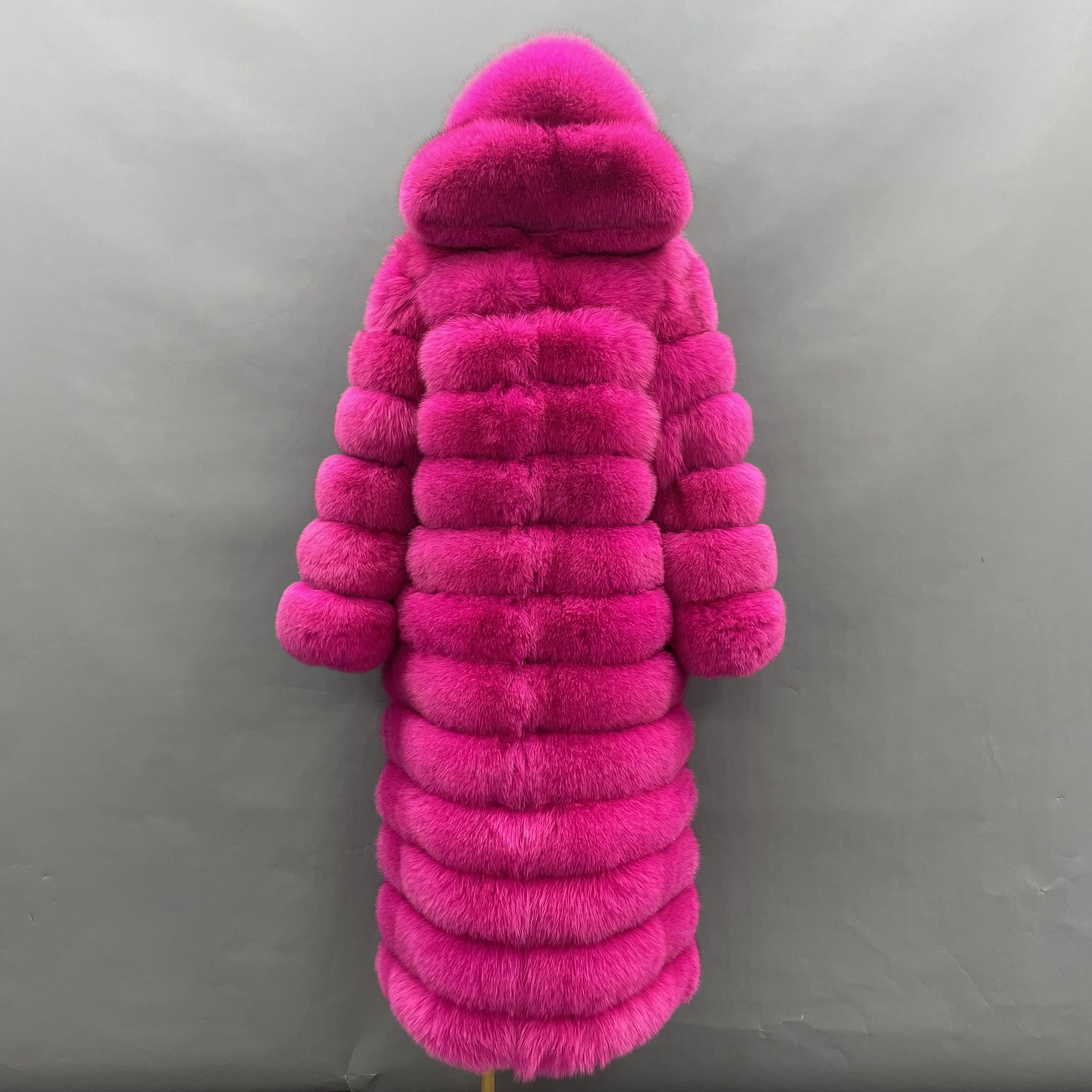 Janefur 130cm Women's Thirteen Section Hooded Fox Fur Coat Wholesale 2026 #8 Plum