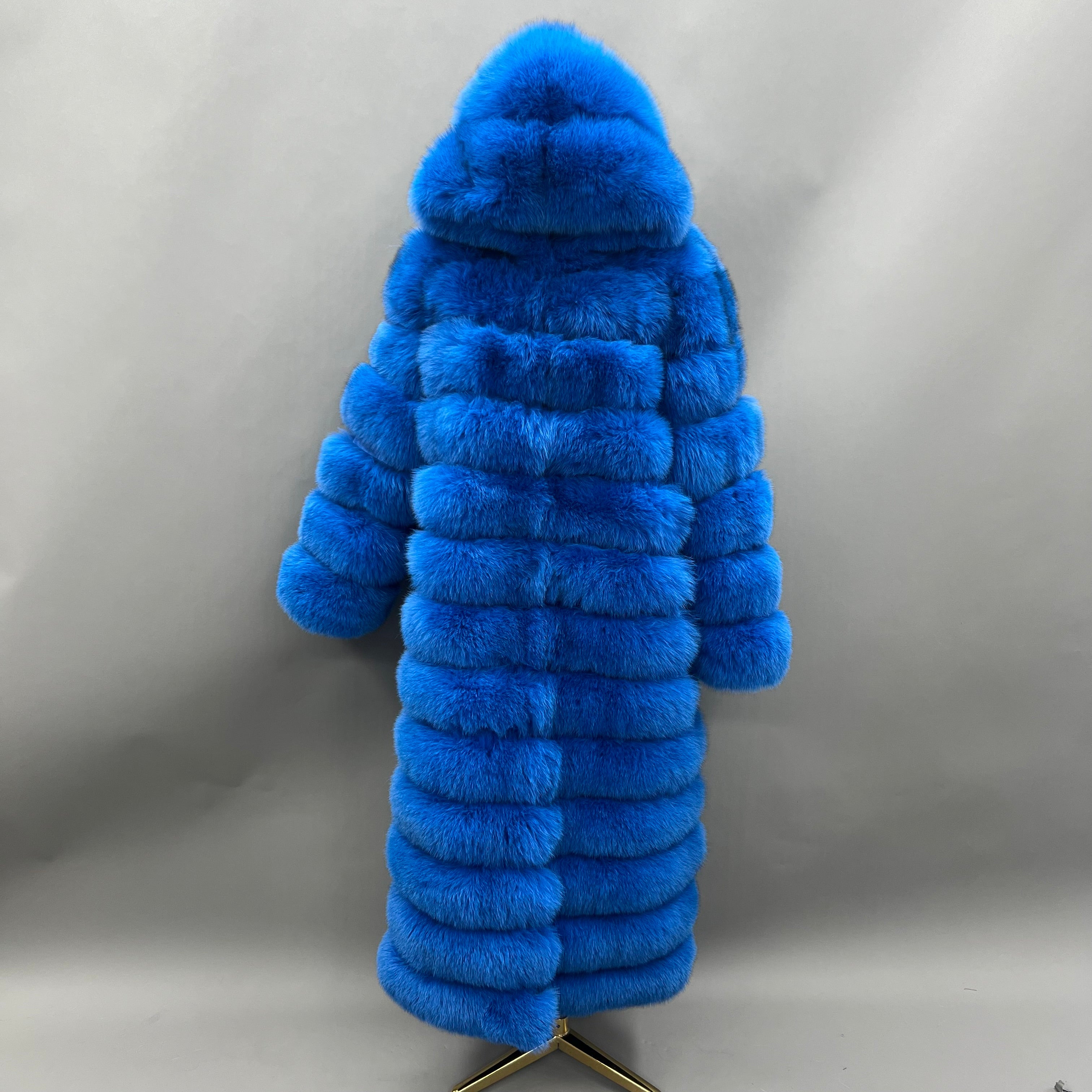 Janefur 130cm Women's Thirteen Section Hooded Fox Fur Coat Wholesale 2026 #13 Navy