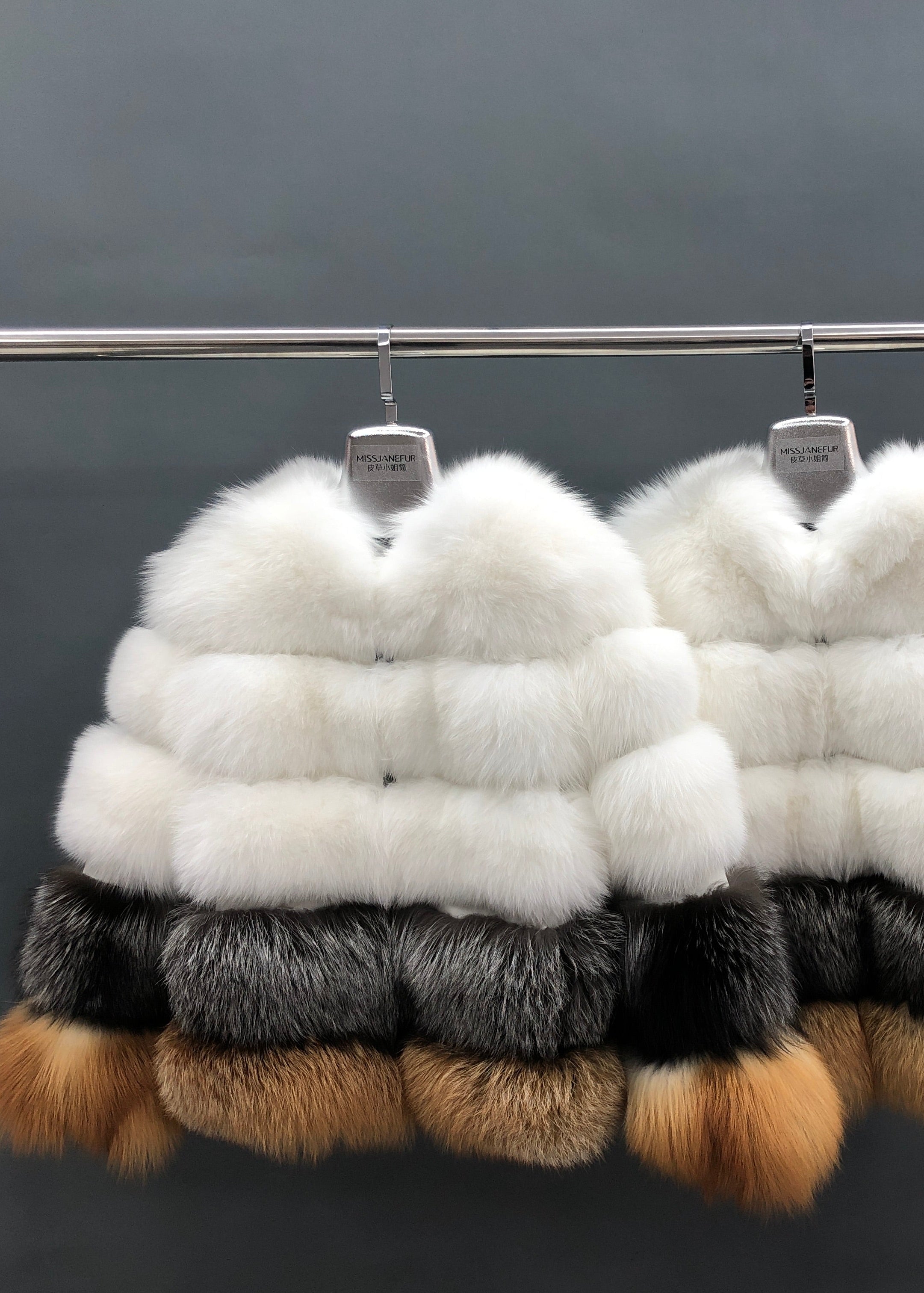 2026 Casual Versatile Five Section Horizontal Stripe Stand Collar Ladies' Real Fox Fur Coat Wholesale