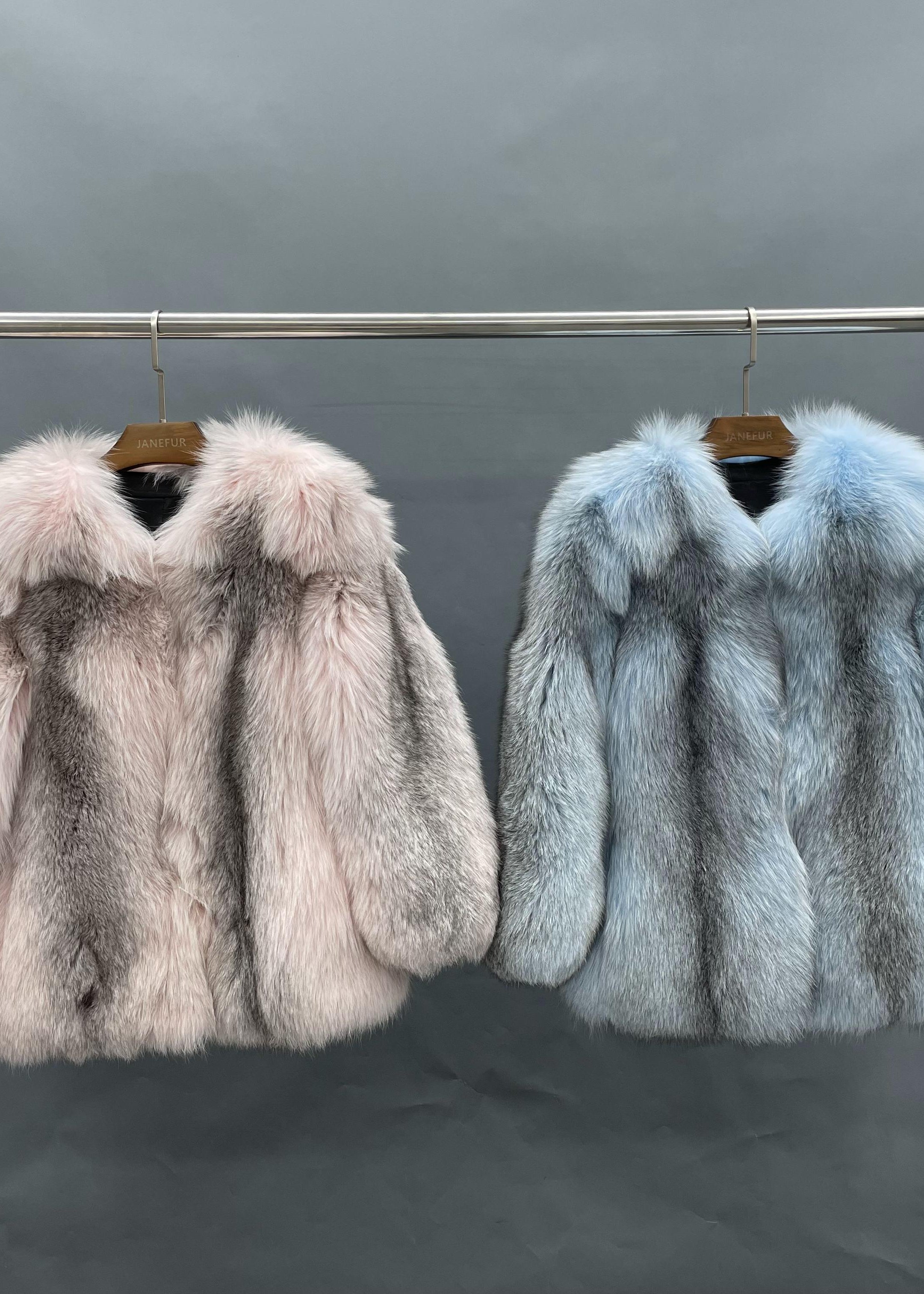 Janefur Genuine Whole-Pelt Cross Fox Mid-Length Coat Women Wholesale