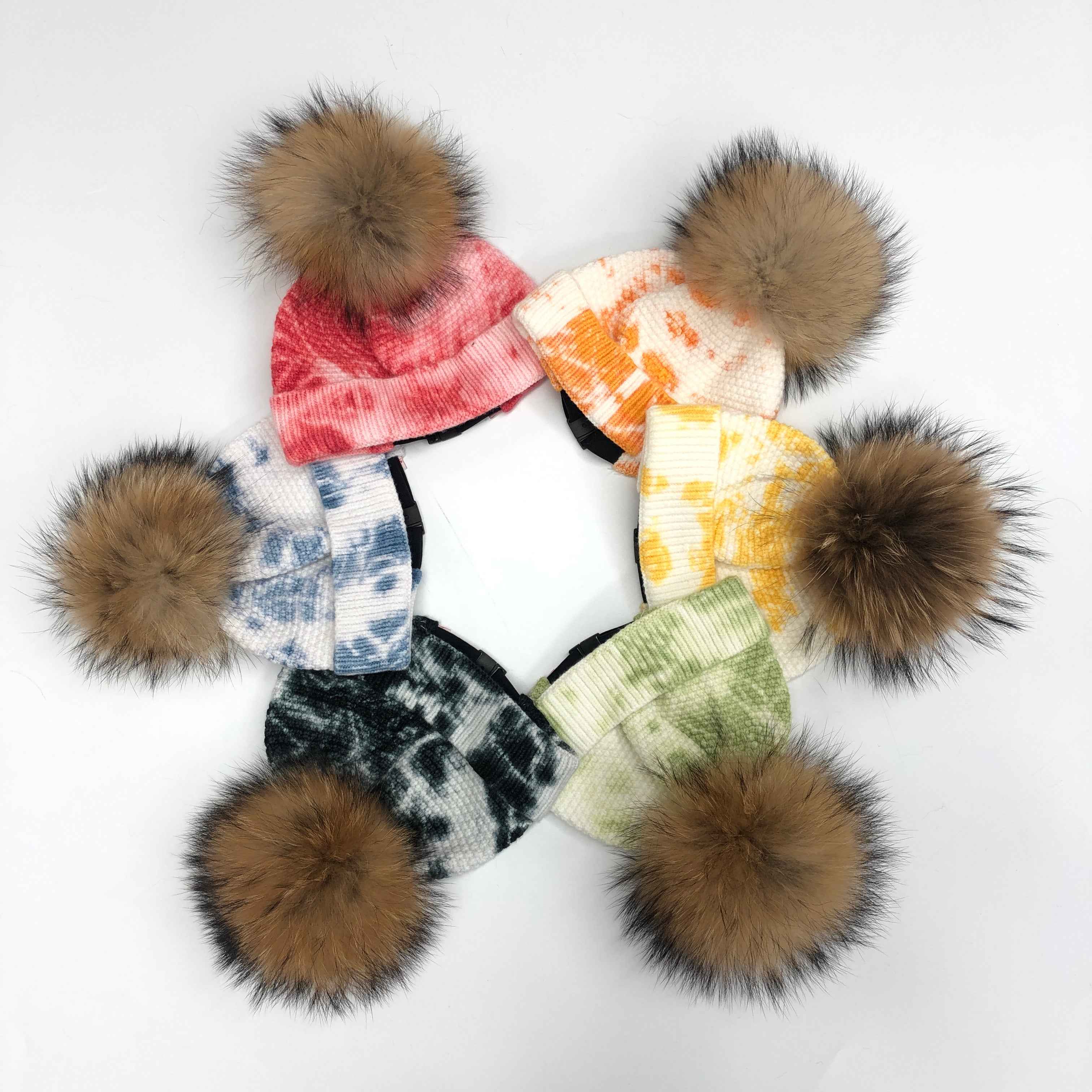 Tie Dye Elastic Band Buckle Angora Beanie Hat Suitable For Children Aged 1-3 Years Old To Wear
