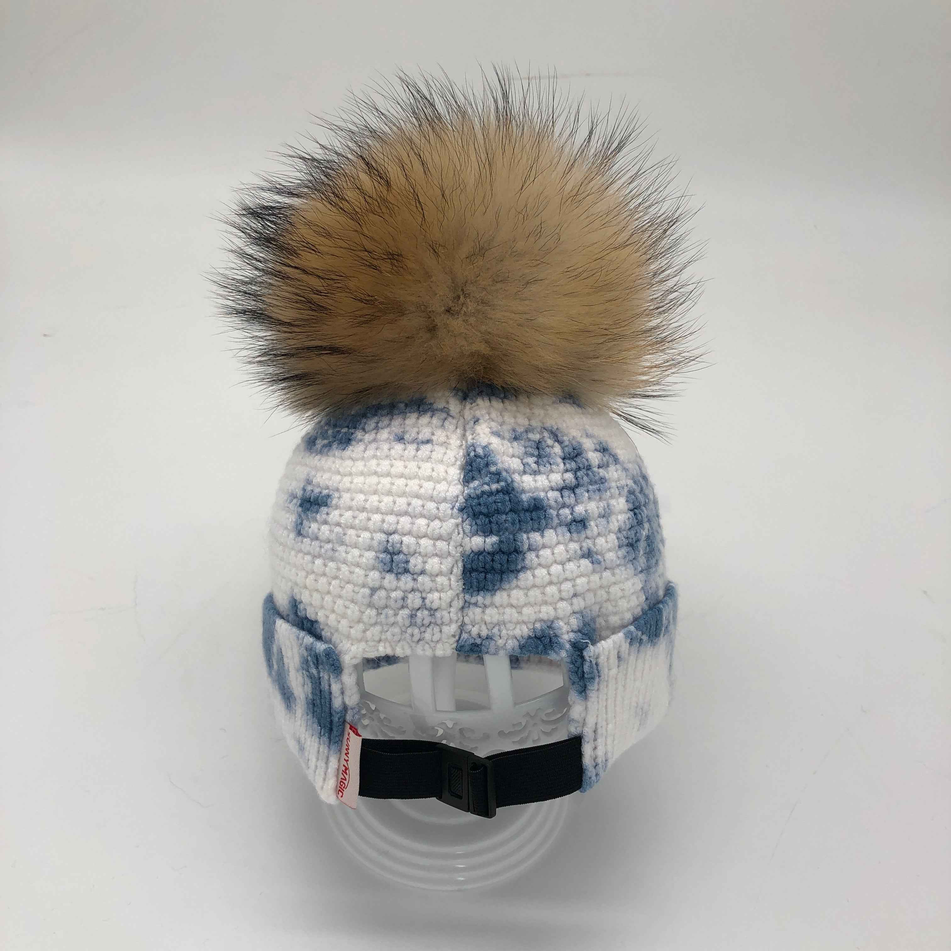 Tie Dye Elastic Band Buckle Angora Beanie Hat Suitable For Children Aged 1-3 Years Old To Wear #1 Blue Baby