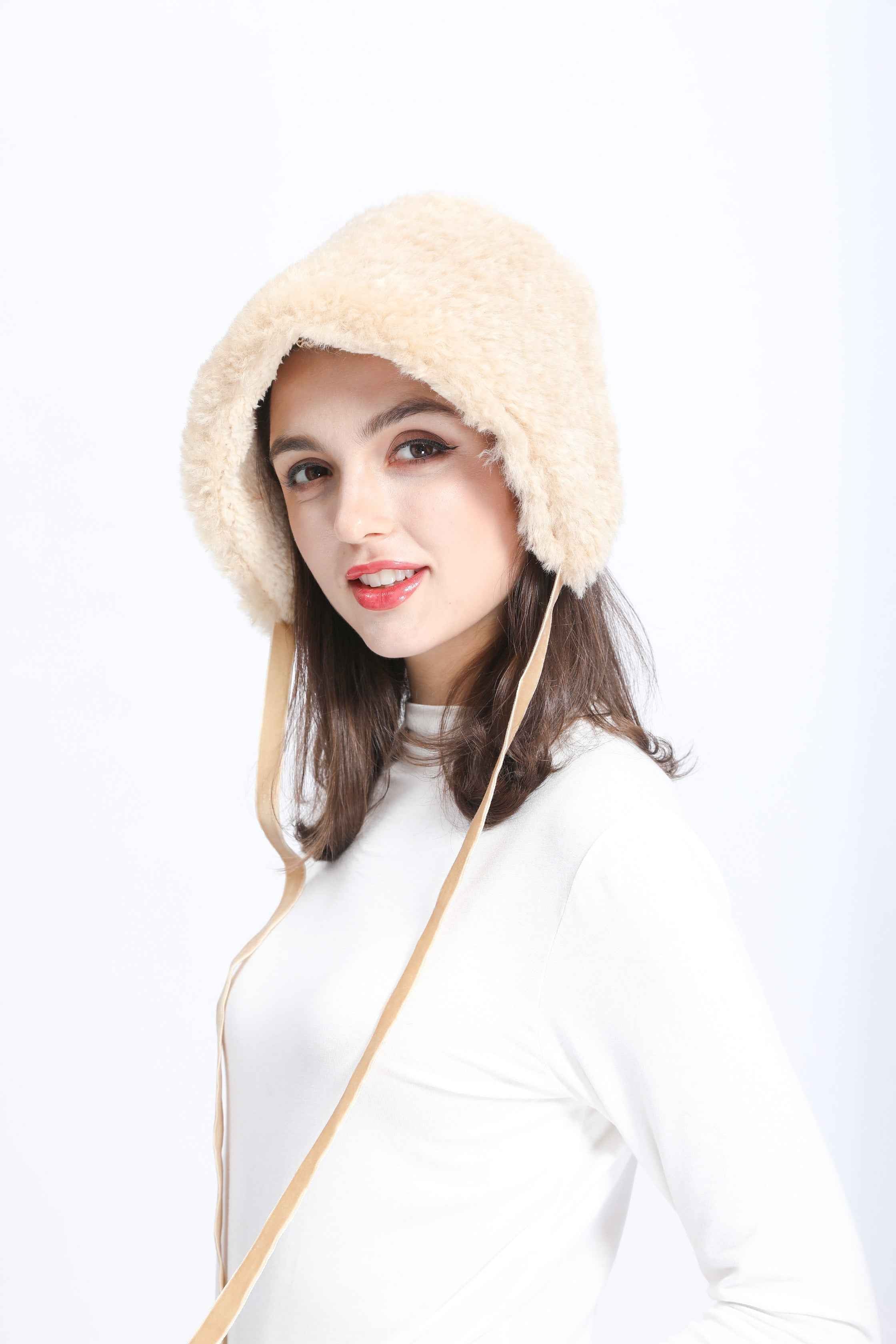 Hot Selling Janefur Women's Ear Protection Lace Up Eco-Friendly Faux Fur Hat