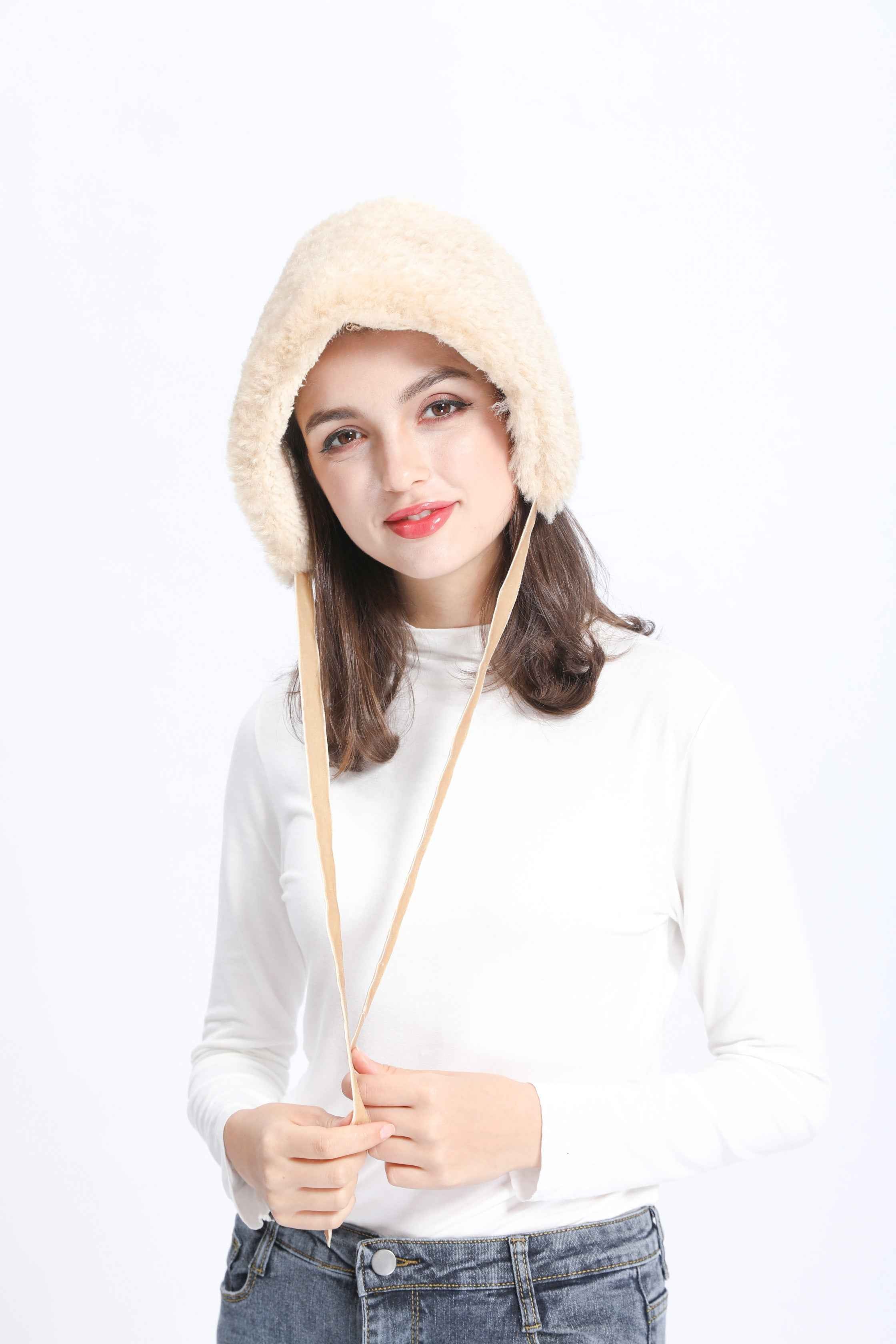 Hot Selling Janefur Women's Ear Protection Lace Up Eco-Friendly Faux Fur Hat