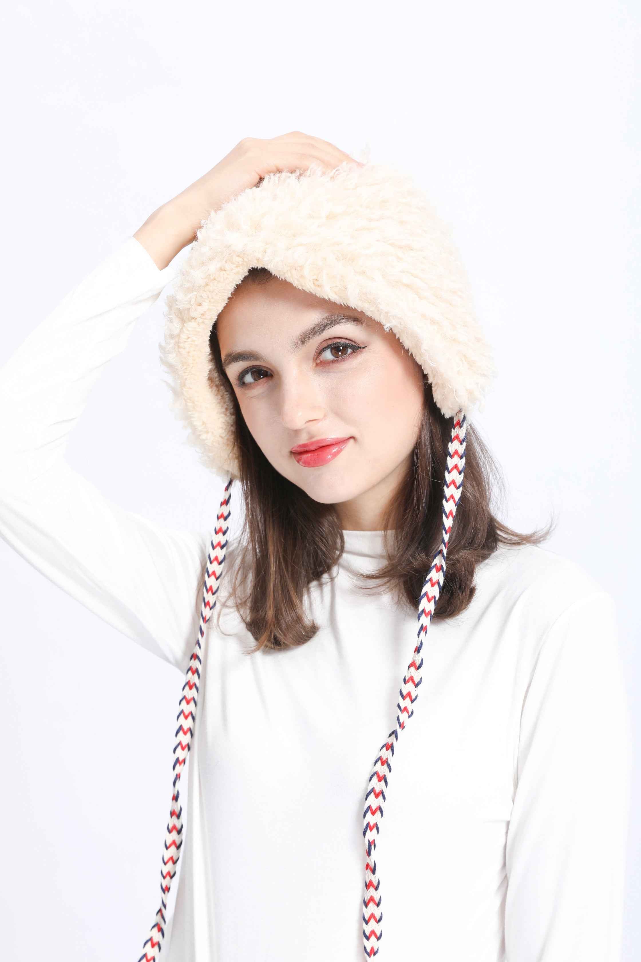Hot Selling Janefur Women's Ear Protection Lace Up Eco-Friendly Faux Fur Hat