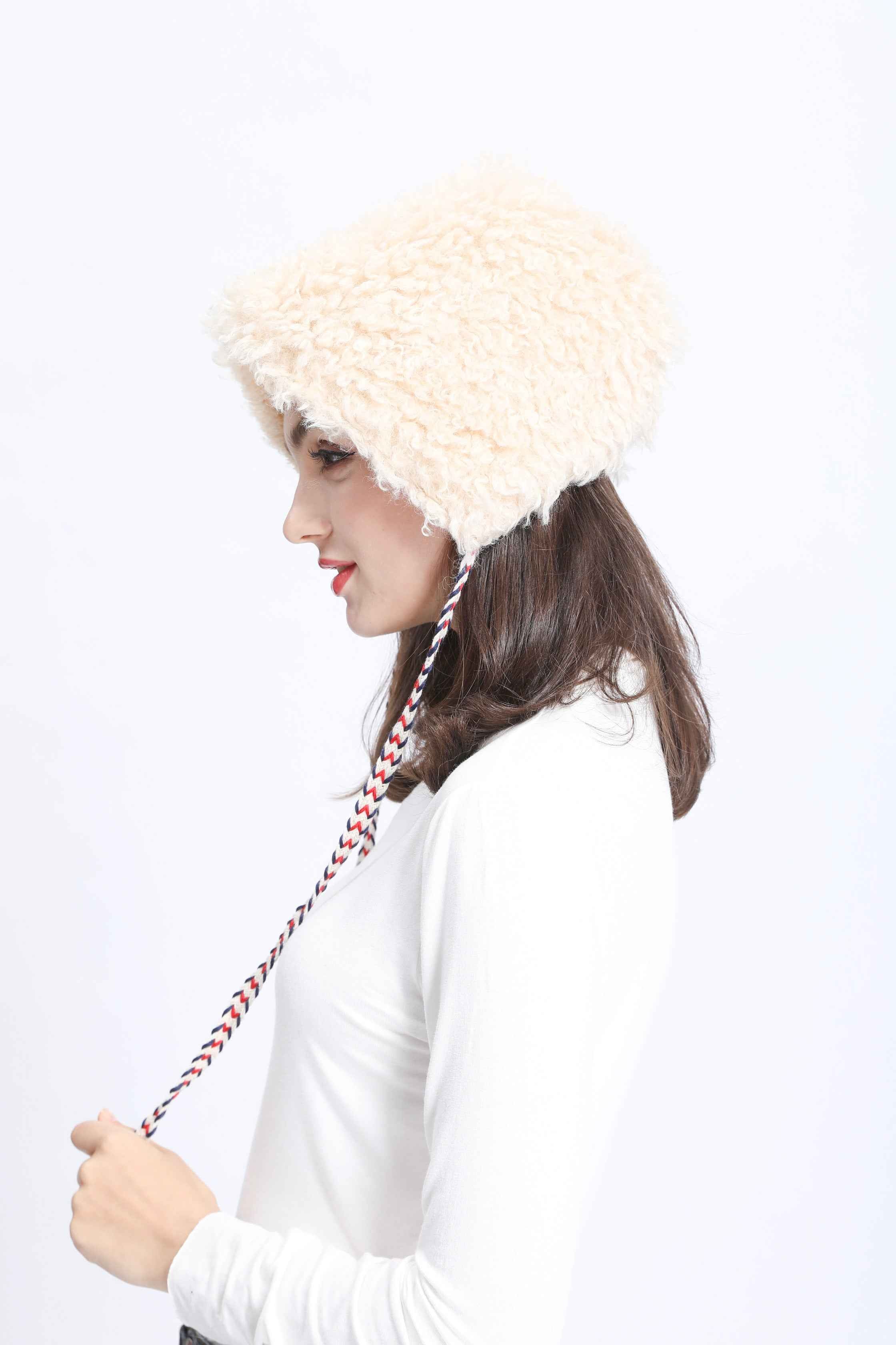 Hot Selling Janefur Women's Ear Protection Lace Up Eco-Friendly Faux Fur Hat