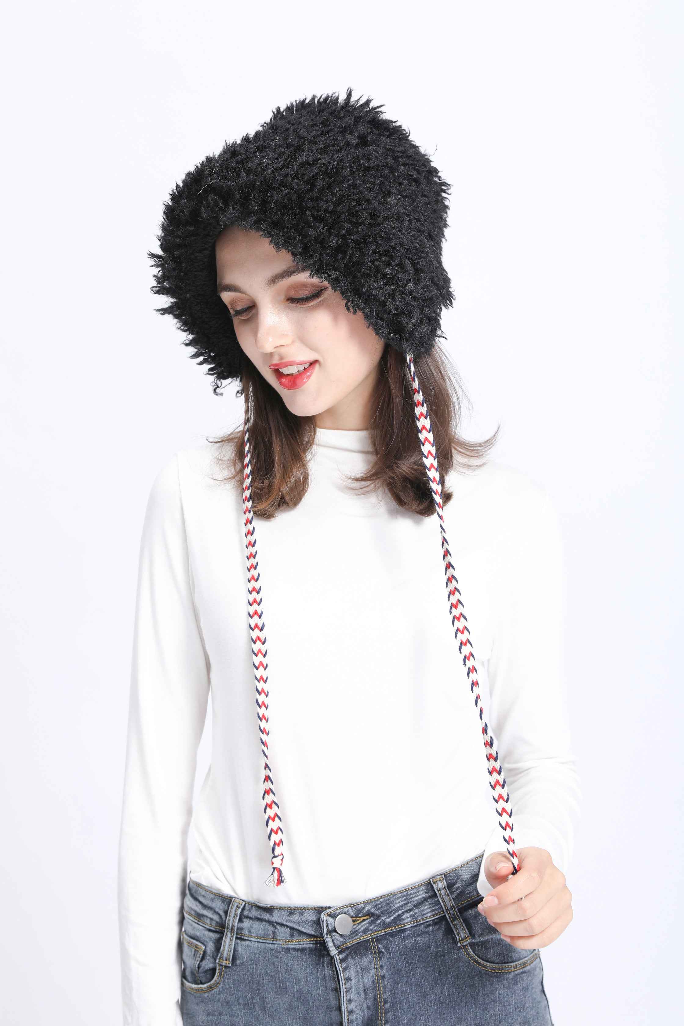 Hot Selling Janefur Women's Ear Protection Lace Up Eco-Friendly Faux Fur Hat
