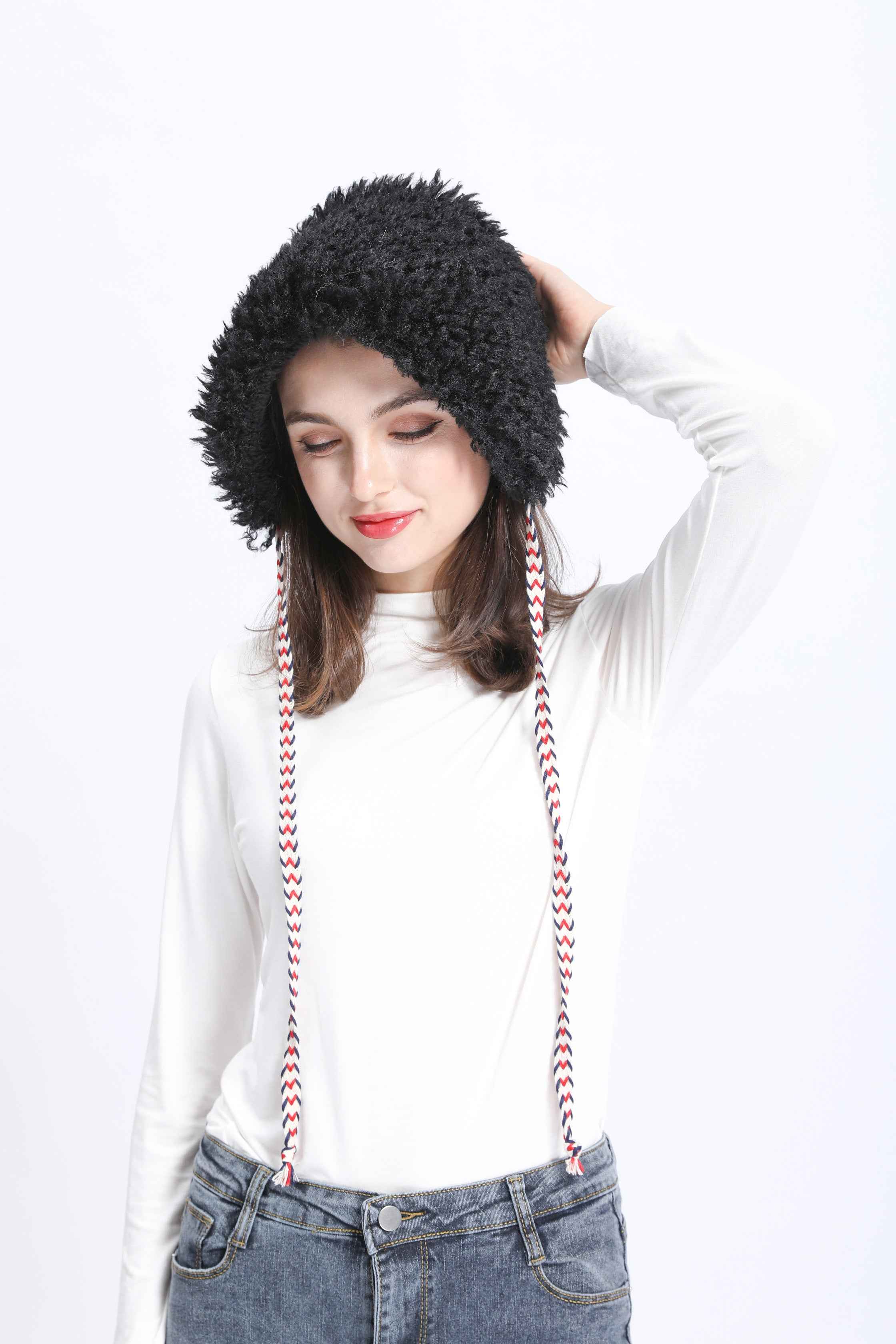 Hot Selling Janefur Women's Ear Protection Lace Up Eco-Friendly Faux Fur Hat