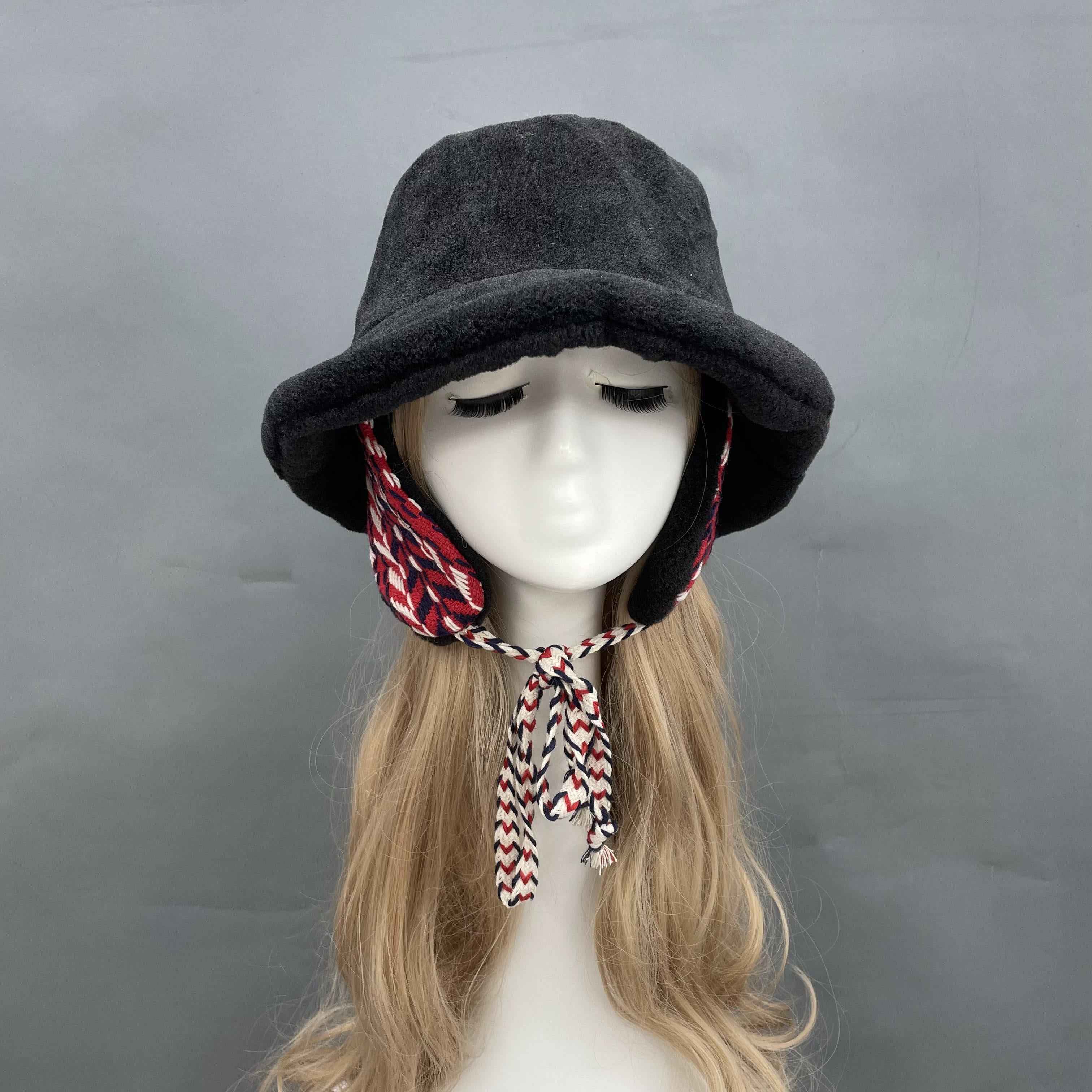 Janefur Women's Ear Protection Lace Up Faux Fur Fisherman Hat #2 Black Adult