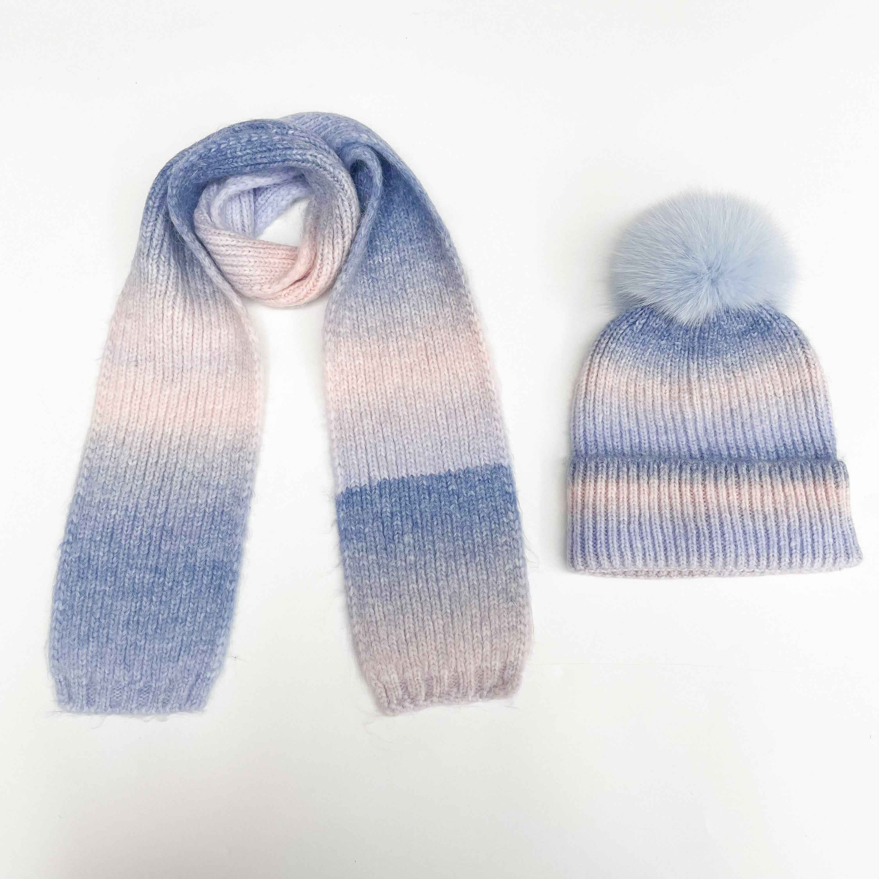 Lovely Dreamy Children's Gradient Hat & Scarf Two Piece Set Suitable For Ages 3 To 7 #1 Light Blue (Hat & Scarf) Child