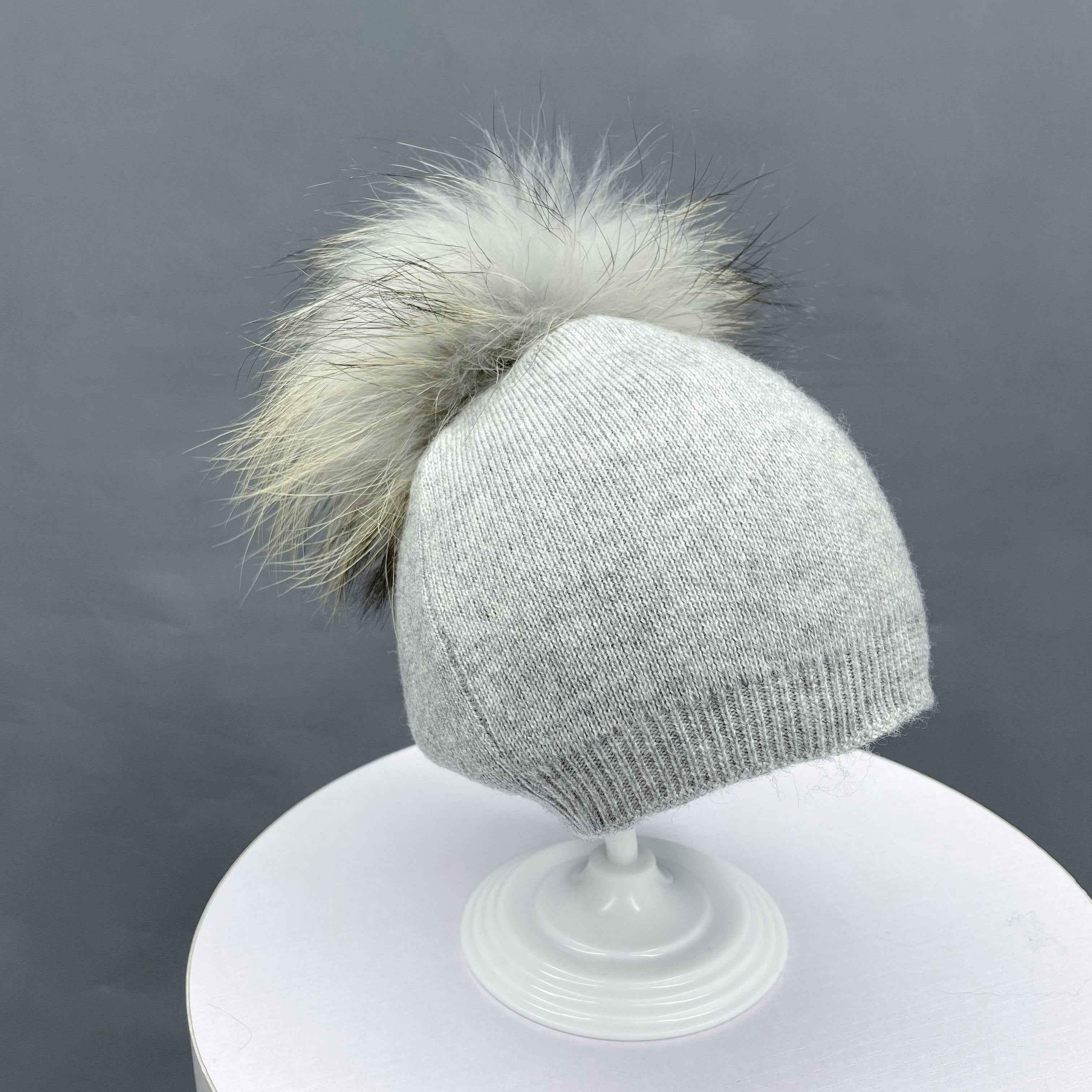 Janefur Children's Warm Wool Beanie Hat Suitable For Aged 1-3 Years Old #3 Light Gray Child