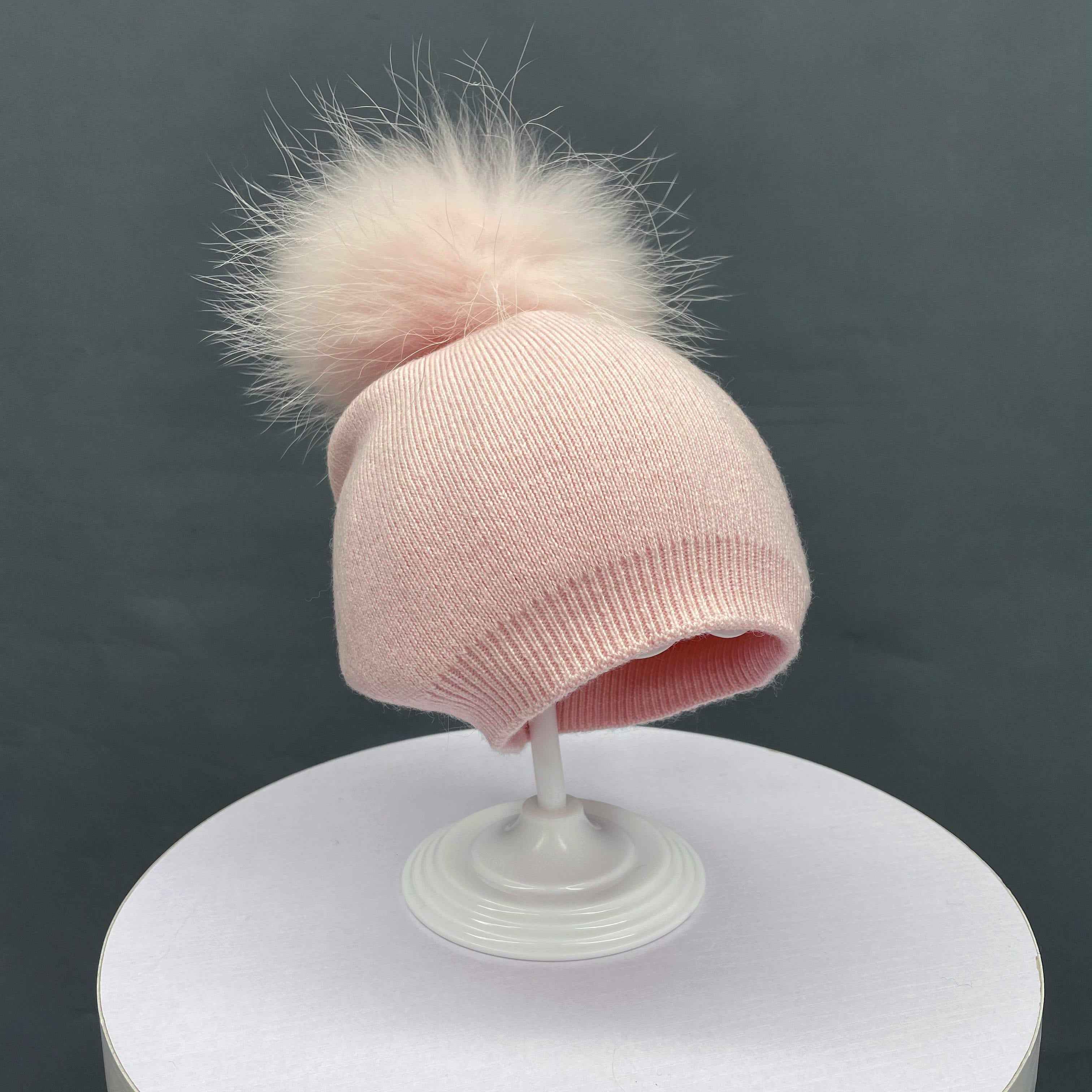 Janefur Children's Warm Wool Beanie Hat Suitable For Aged 1-3 Years Old #4 Light Pink Child