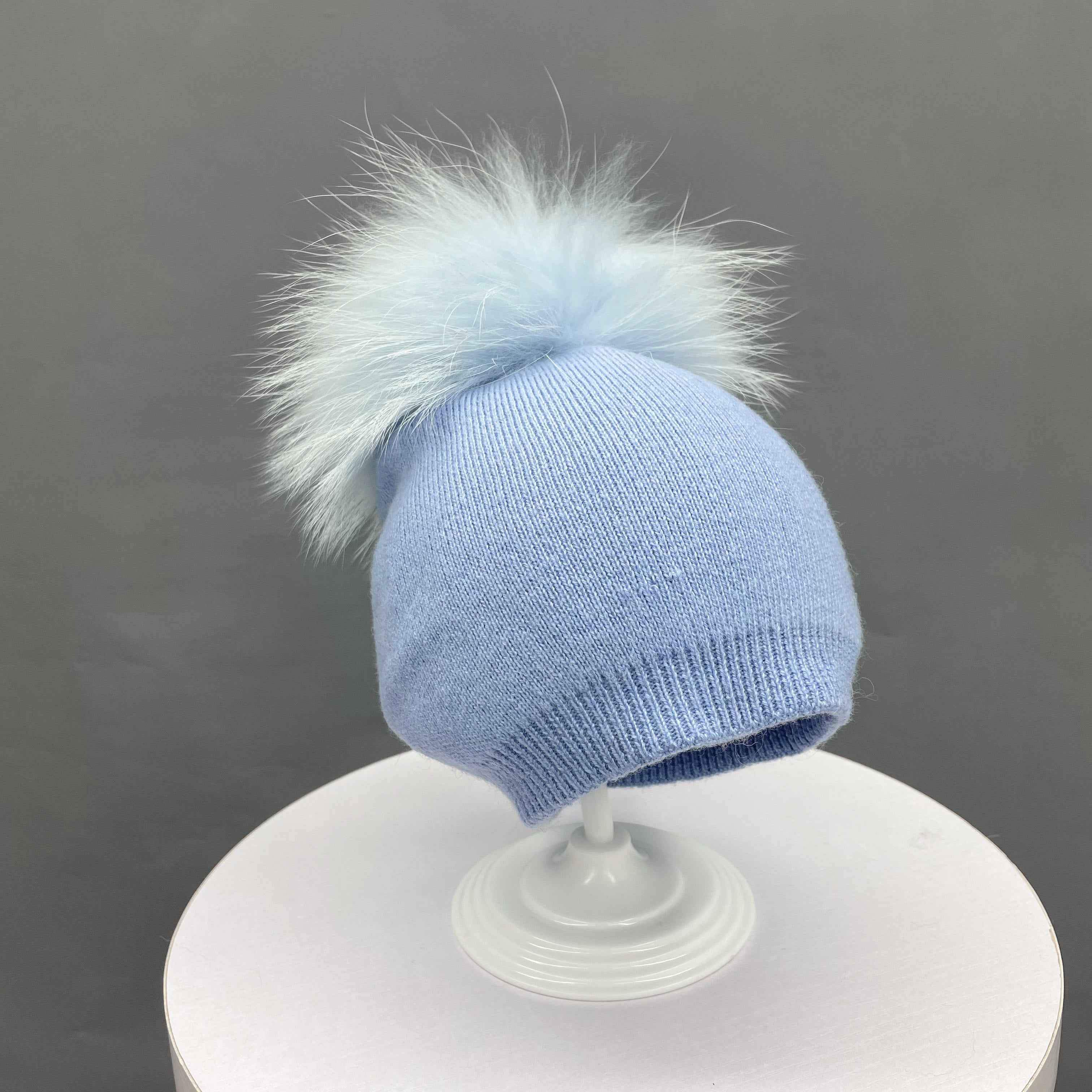 Janefur Children's Warm Wool Beanie Hat Suitable For Aged 1-3 Years Old #5 Light Blue Child