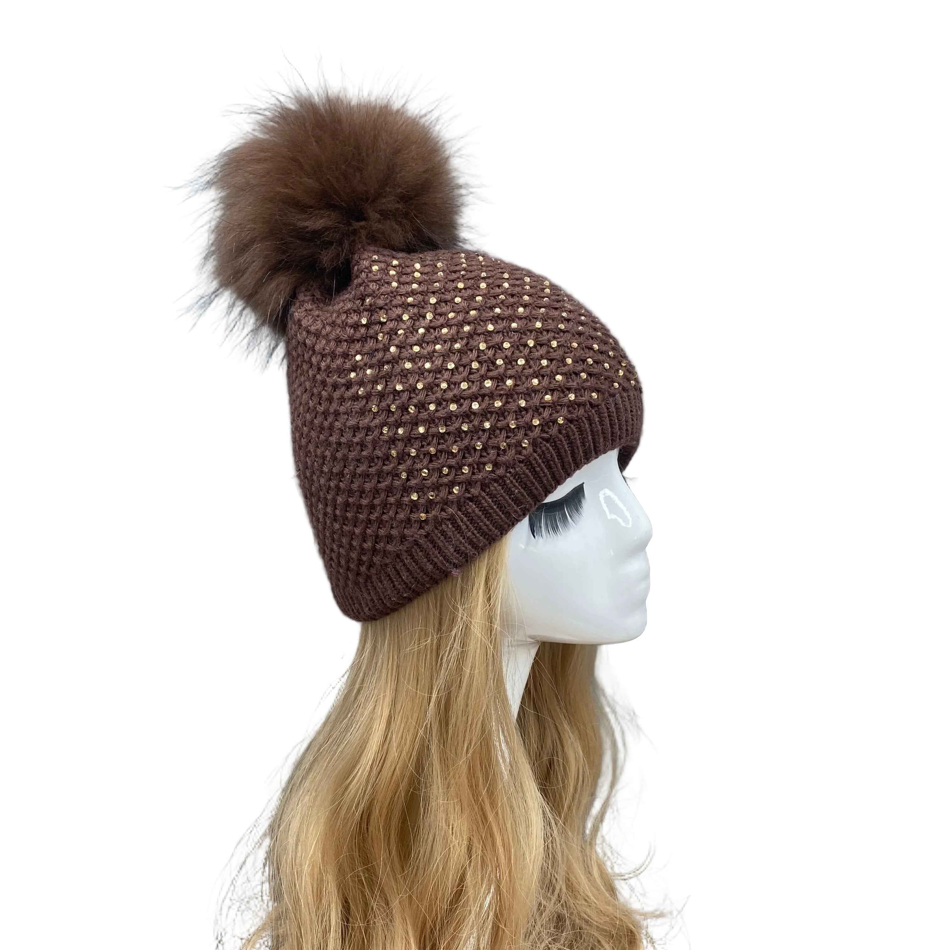 Women's Hot Selling Pineapple Shaped Design Beanie Hat #1 Brown Adult