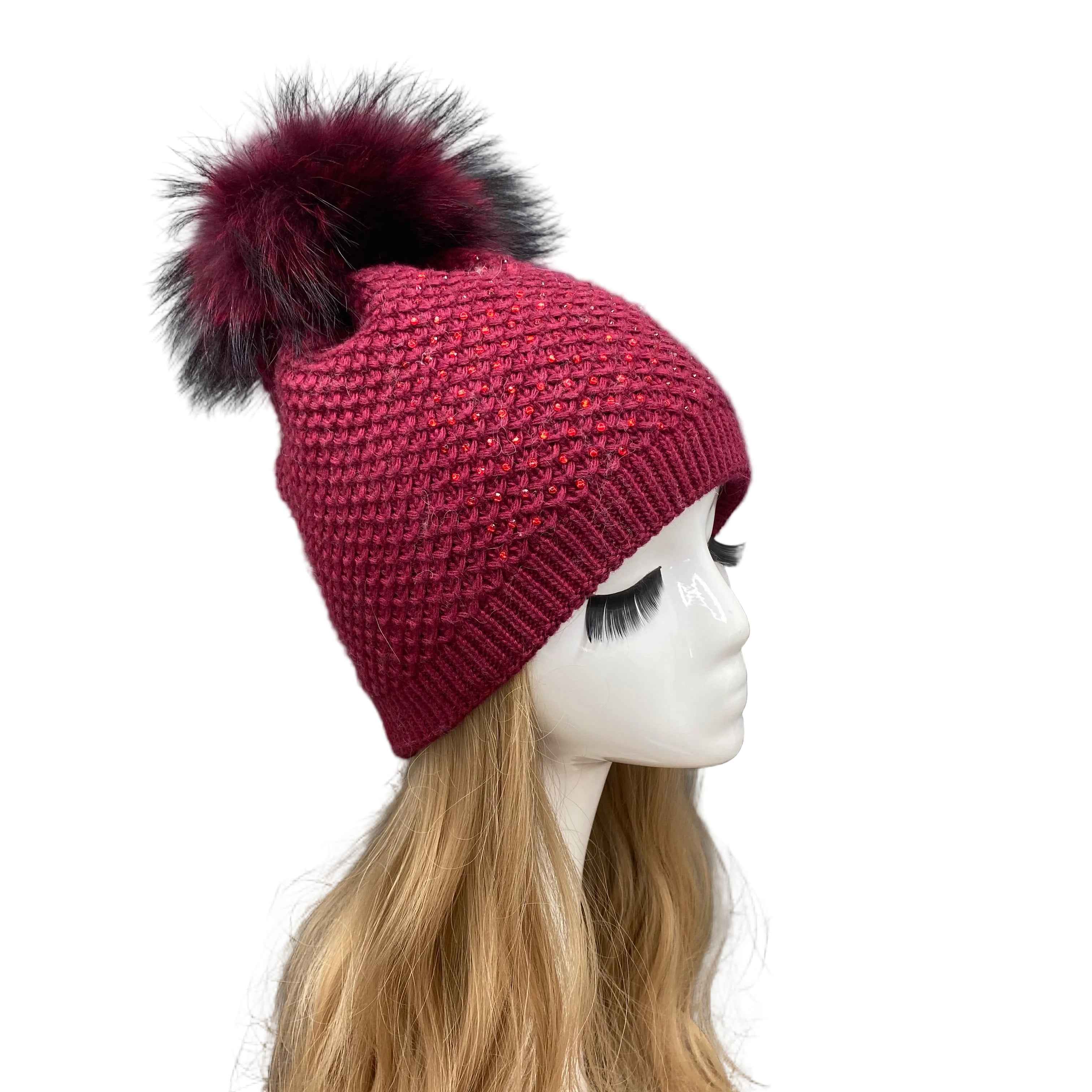 Women's Hot Selling Pineapple Shaped Design Beanie Hat #2 Wine Adult