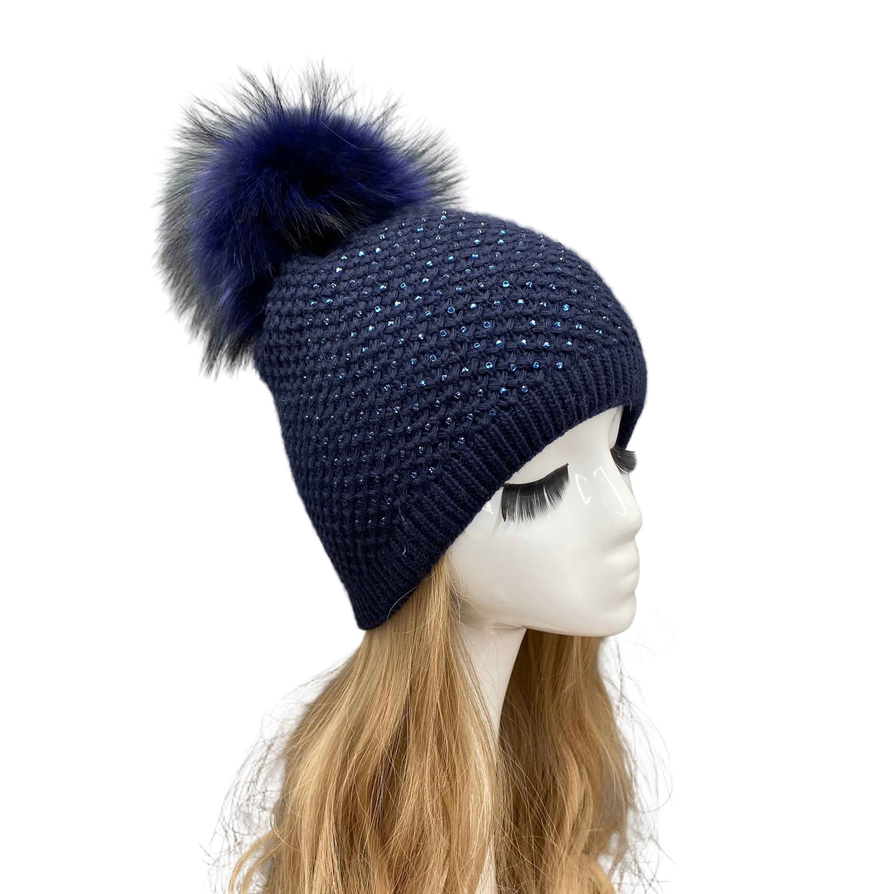 Women's Hot Selling Pineapple Shaped Design Beanie Hat #3 Navy Adult