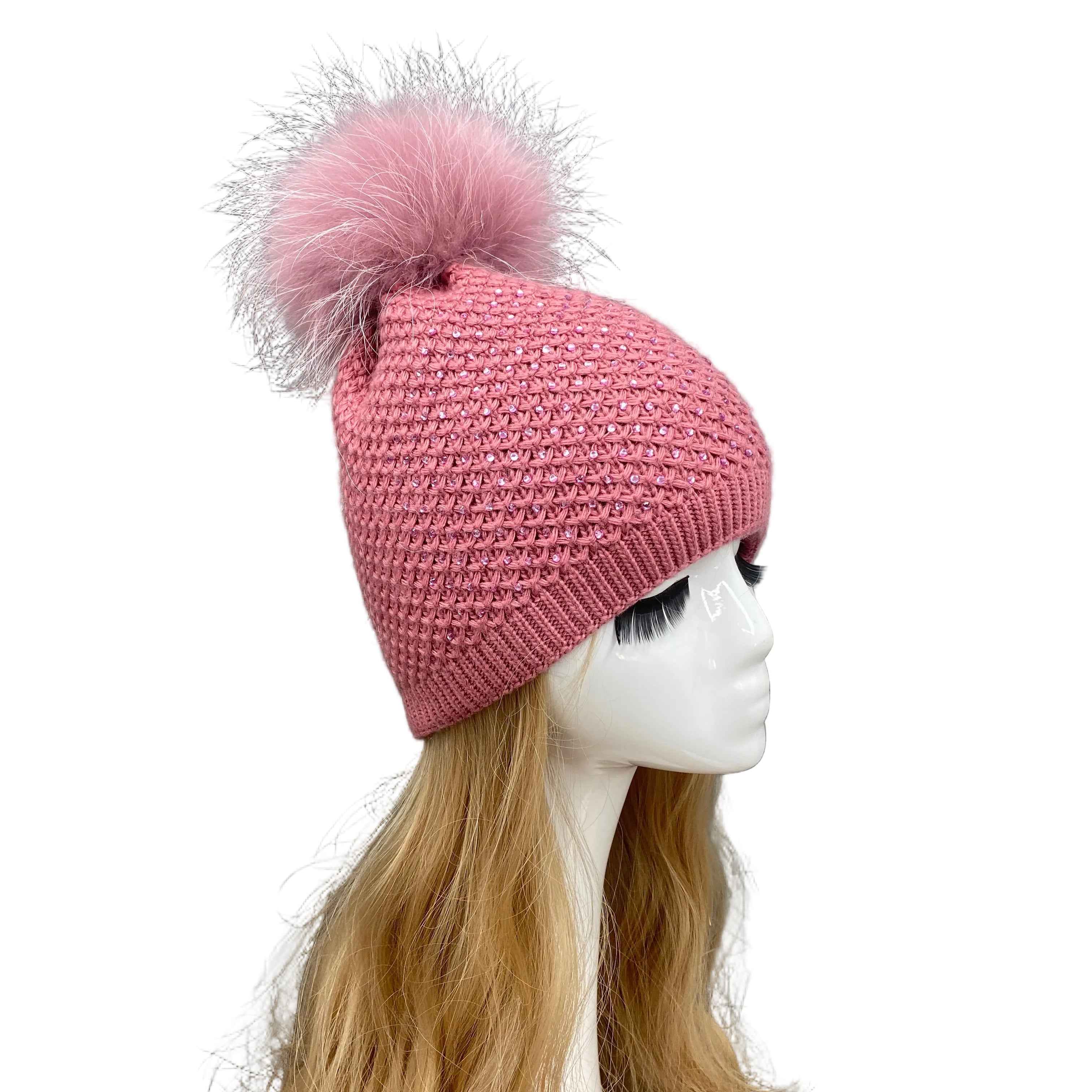 Women's Hot Selling Pineapple Shaped Design Beanie Hat #4 Dark Pink Adult