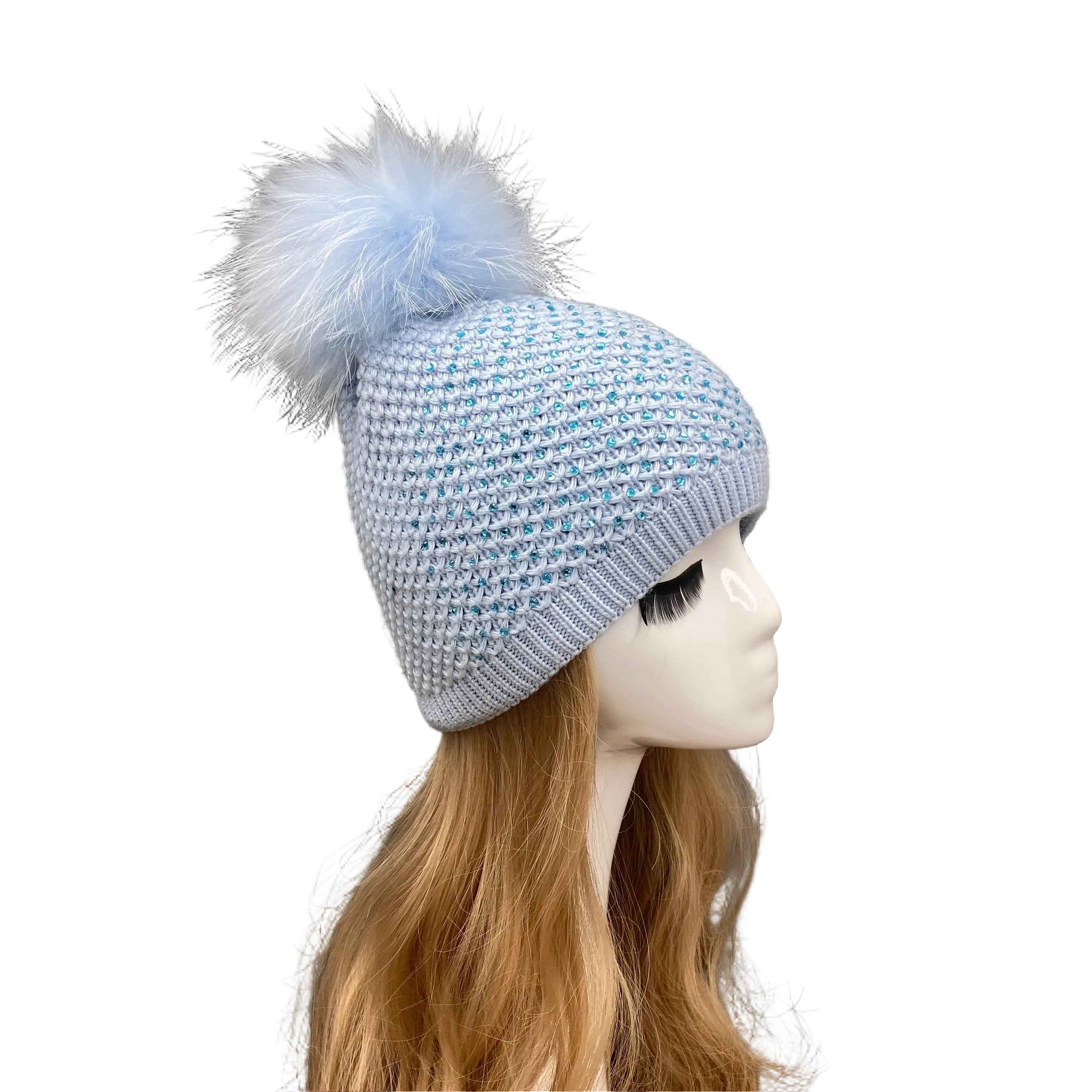 Women's Hot Selling Pineapple Shaped Design Beanie Hat #5 Light Blue Adult