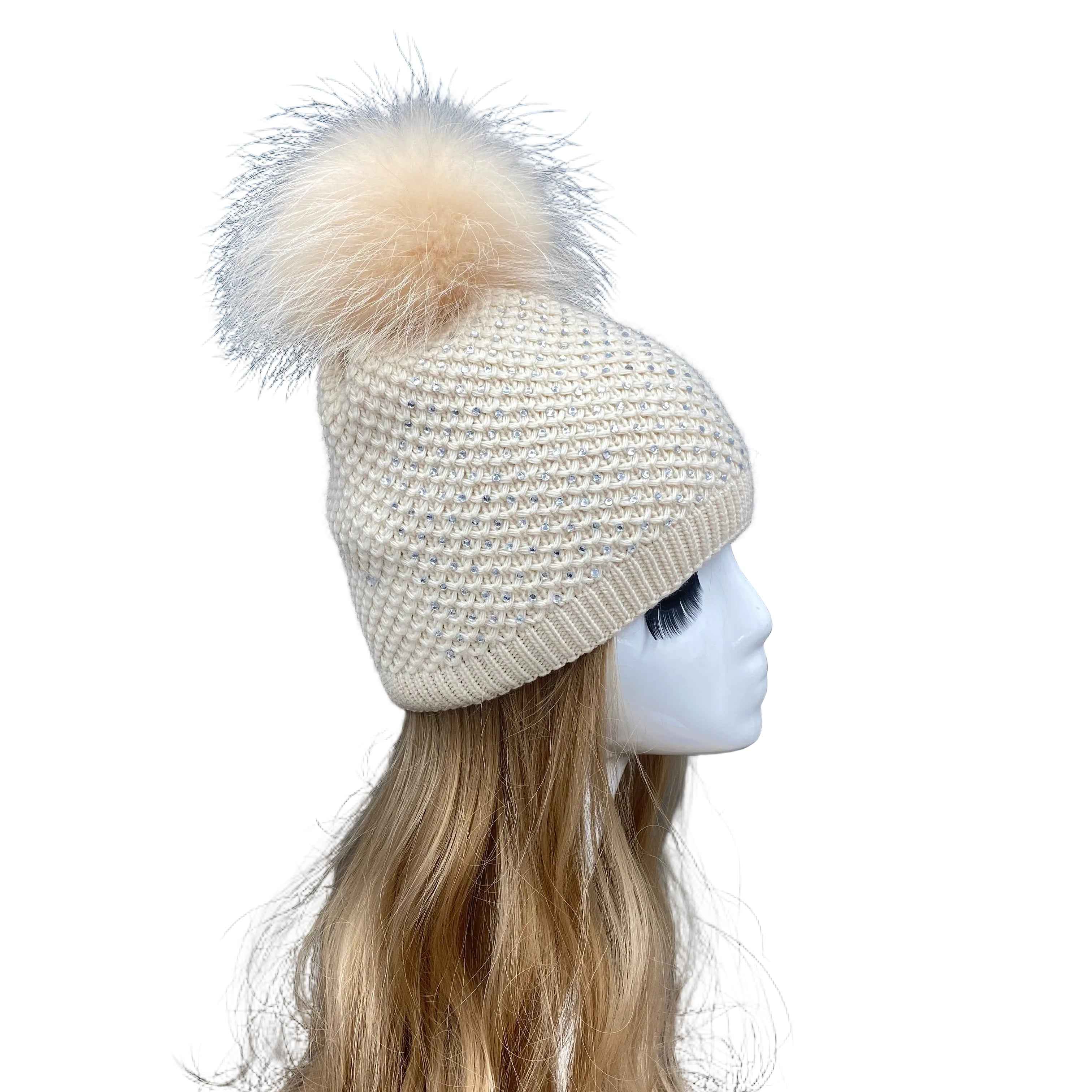Women's Hot Selling Pineapple Shaped Design Beanie Hat #6 Off-White Adult