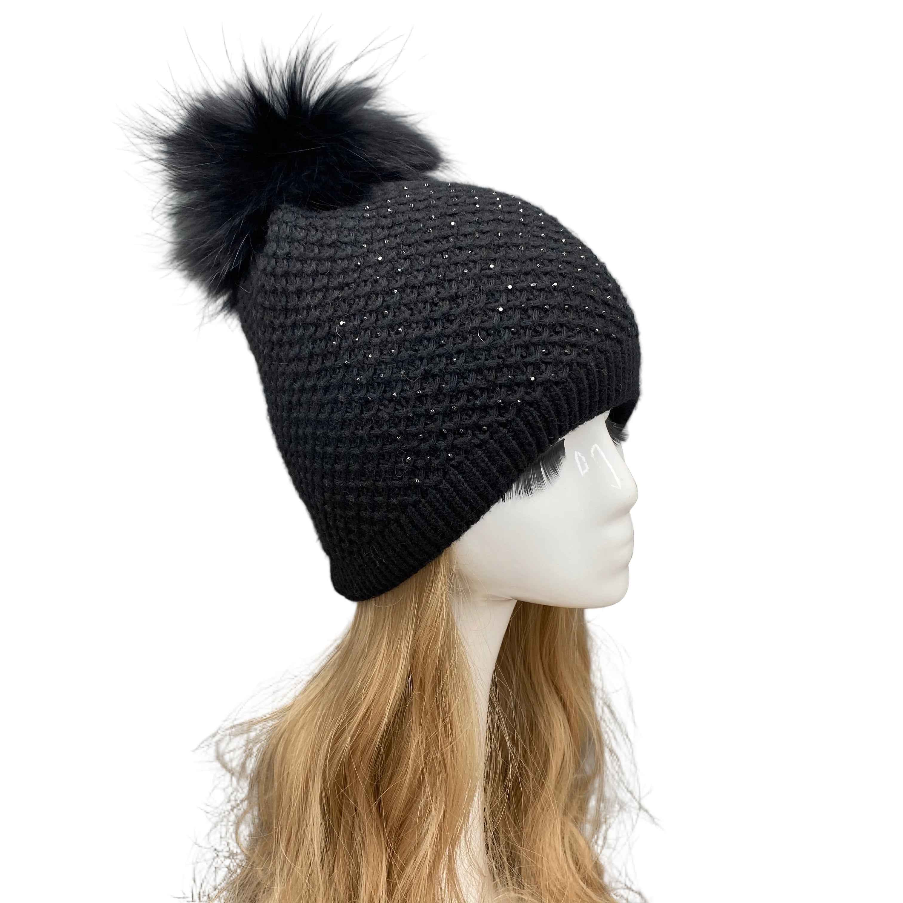 Women's Hot Selling Pineapple Shaped Design Beanie Hat #9 Black Adult
