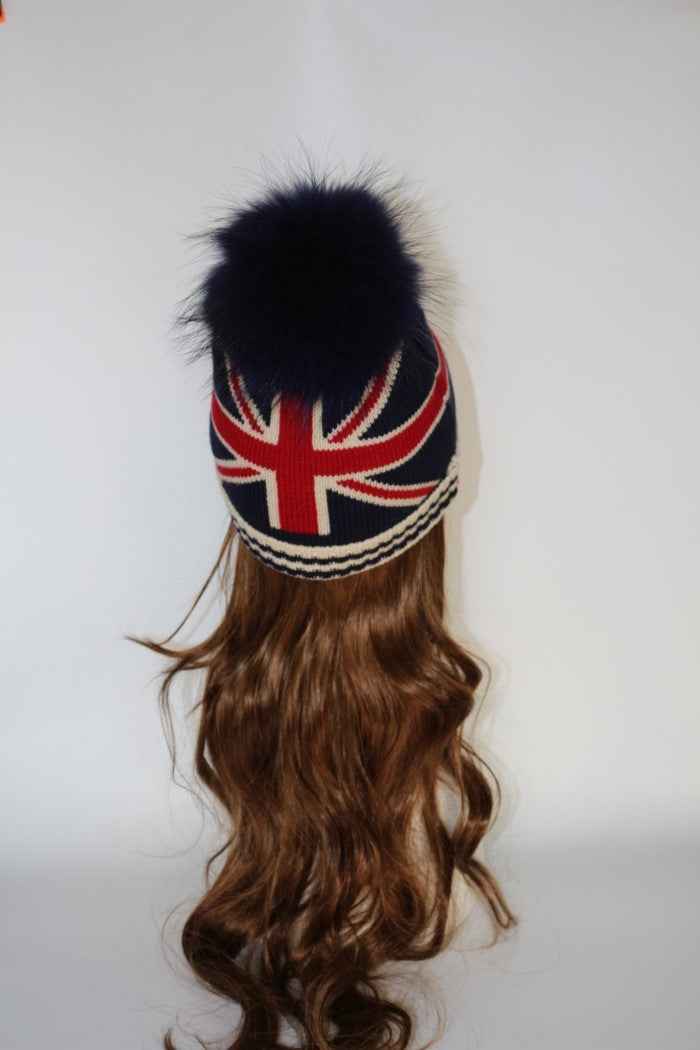 British Style Parent-Child Fur Pom Pom Acrylic Knitted Hat For Daily Wear #1 Adult Adult
