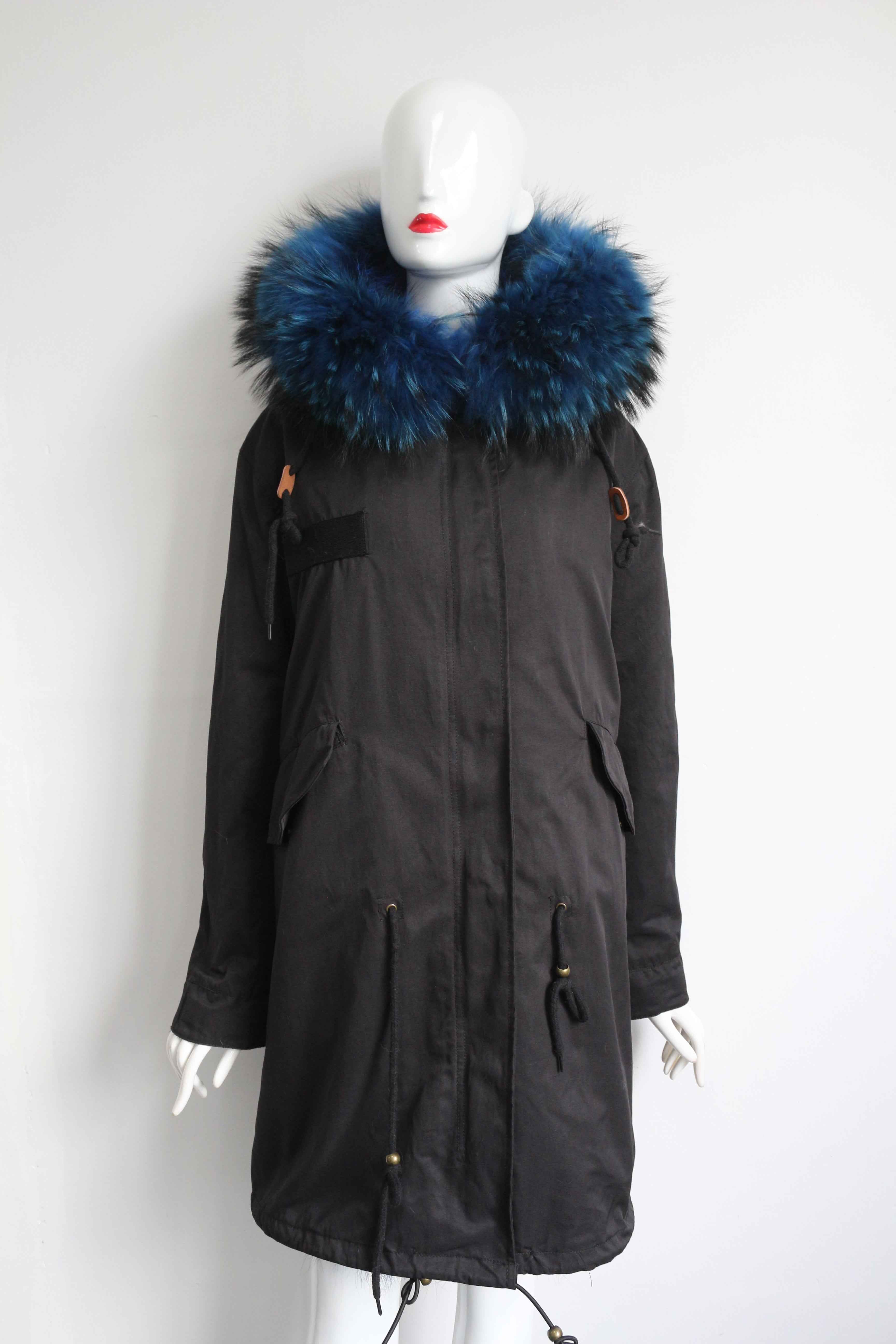 Women's Black Parka Coat with Raccoon Fur Lining – Warm Winter Jacket with Removable Fur Hood, Heavy Duty Insulated Outerwear