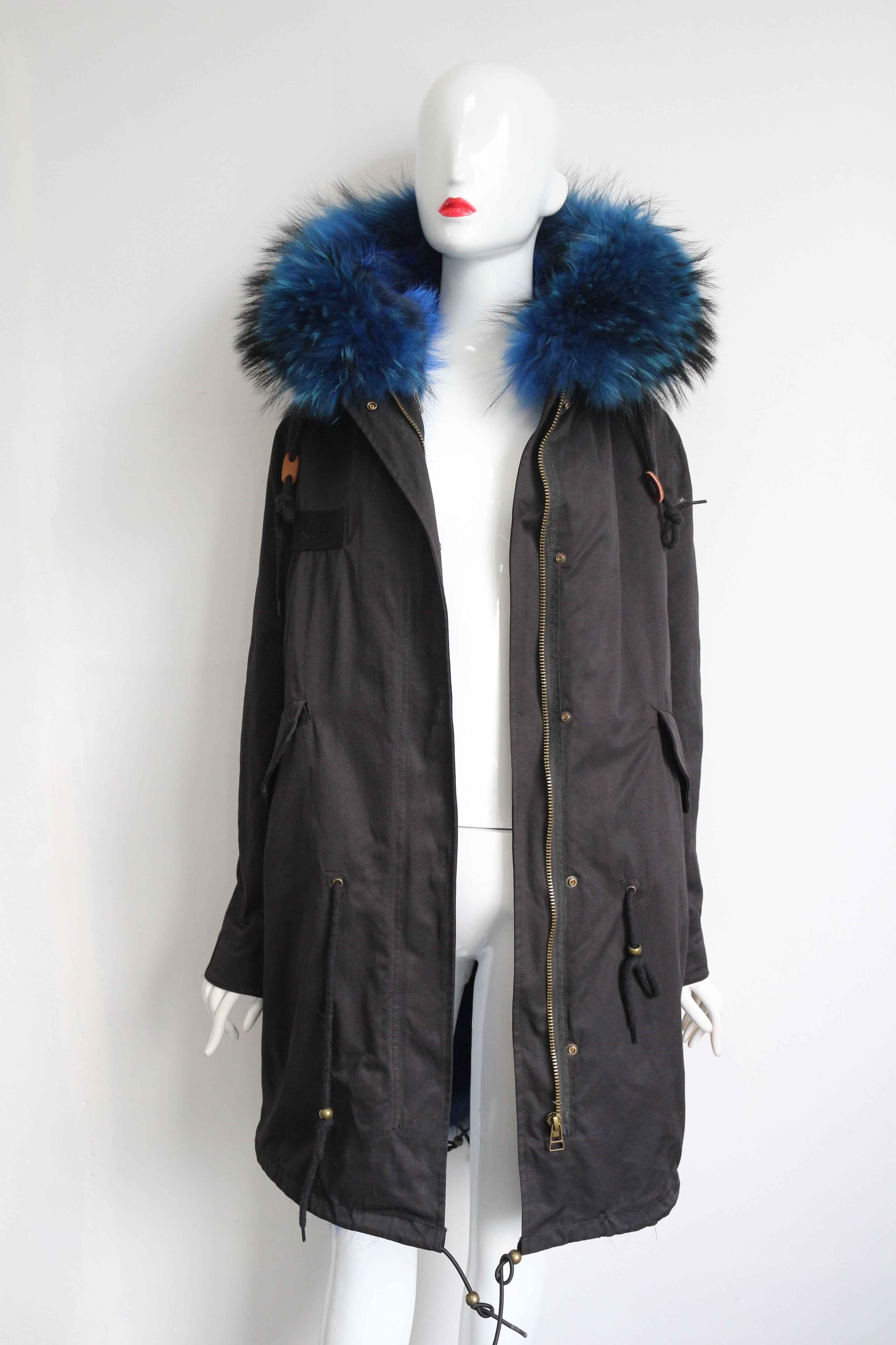 Women's Black Parka Coat with Raccoon Fur Lining – Warm Winter Jacket with Removable Fur Hood, Heavy Duty Insulated Outerwear