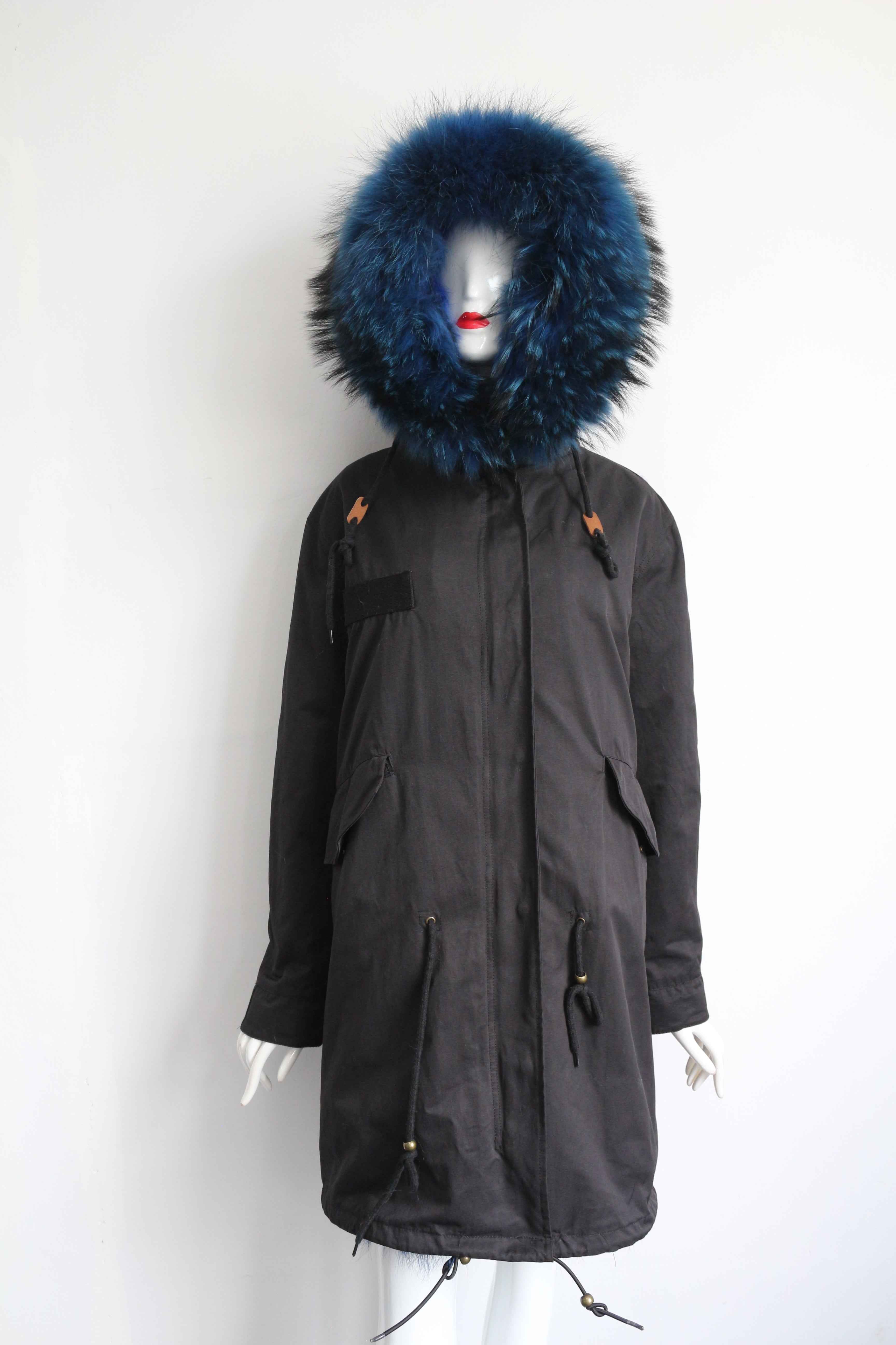 Women's Black Parka Coat with Raccoon Fur Lining – Warm Winter Jacket with Removable Fur Hood, Heavy Duty Insulated Outerwear 1#