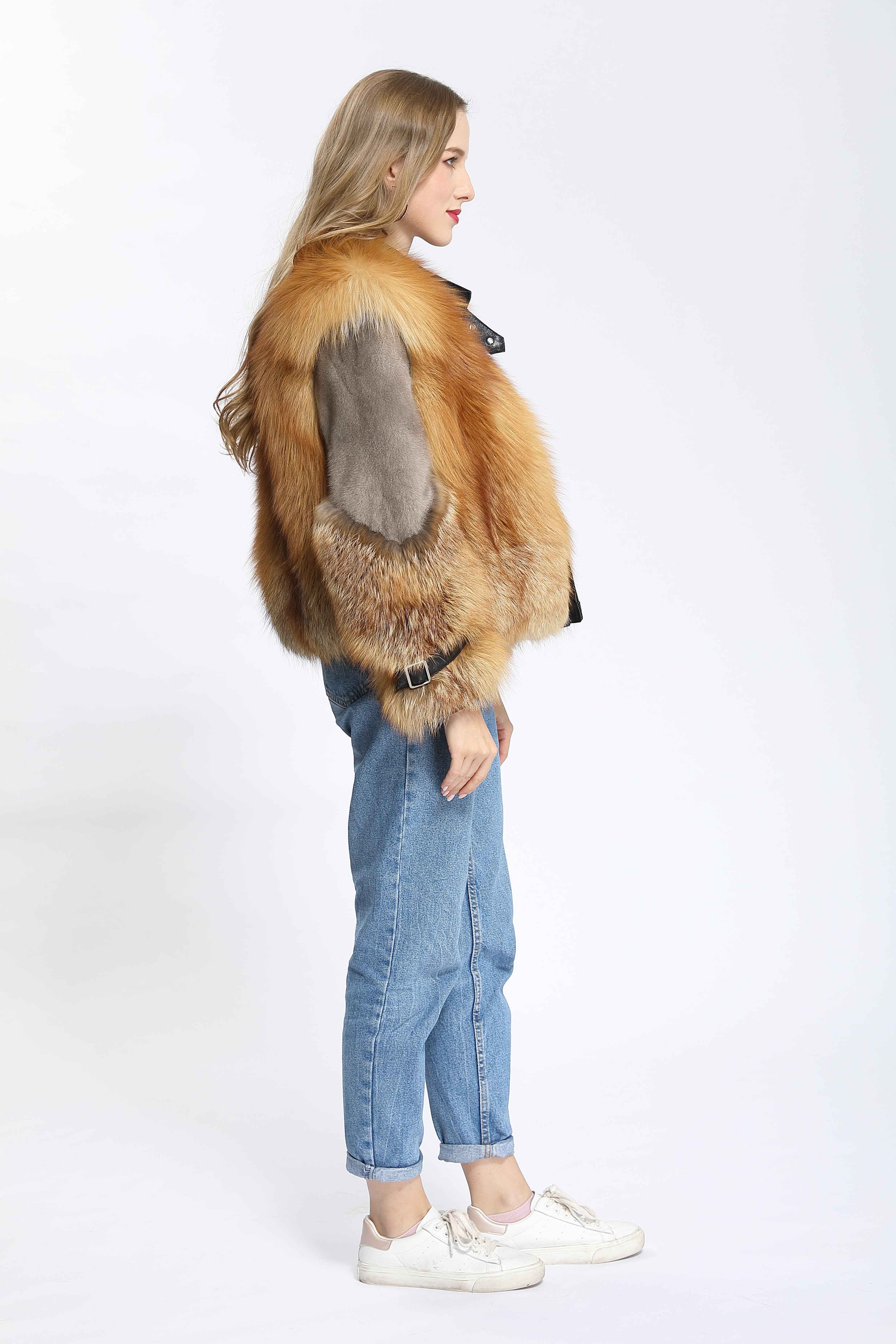 Luxury Fox Fur & Mink Fur Patchwork Winter Fashion Fur Coat