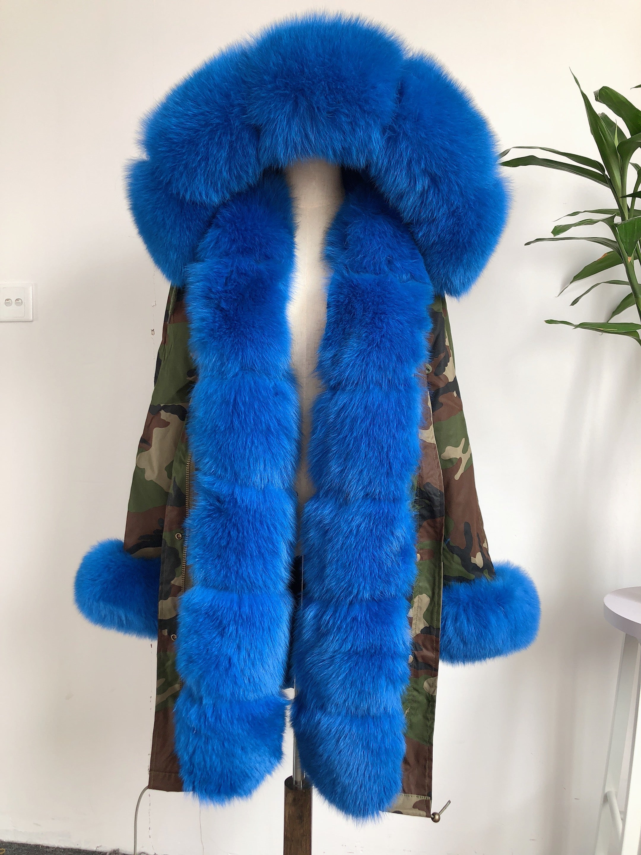 Long Black Parka with Pink Fox Fur Trim – Hooded Winter Coat for Women, Faux Fur Collar & Cuffs, Warm Oversize Outerwear 5#