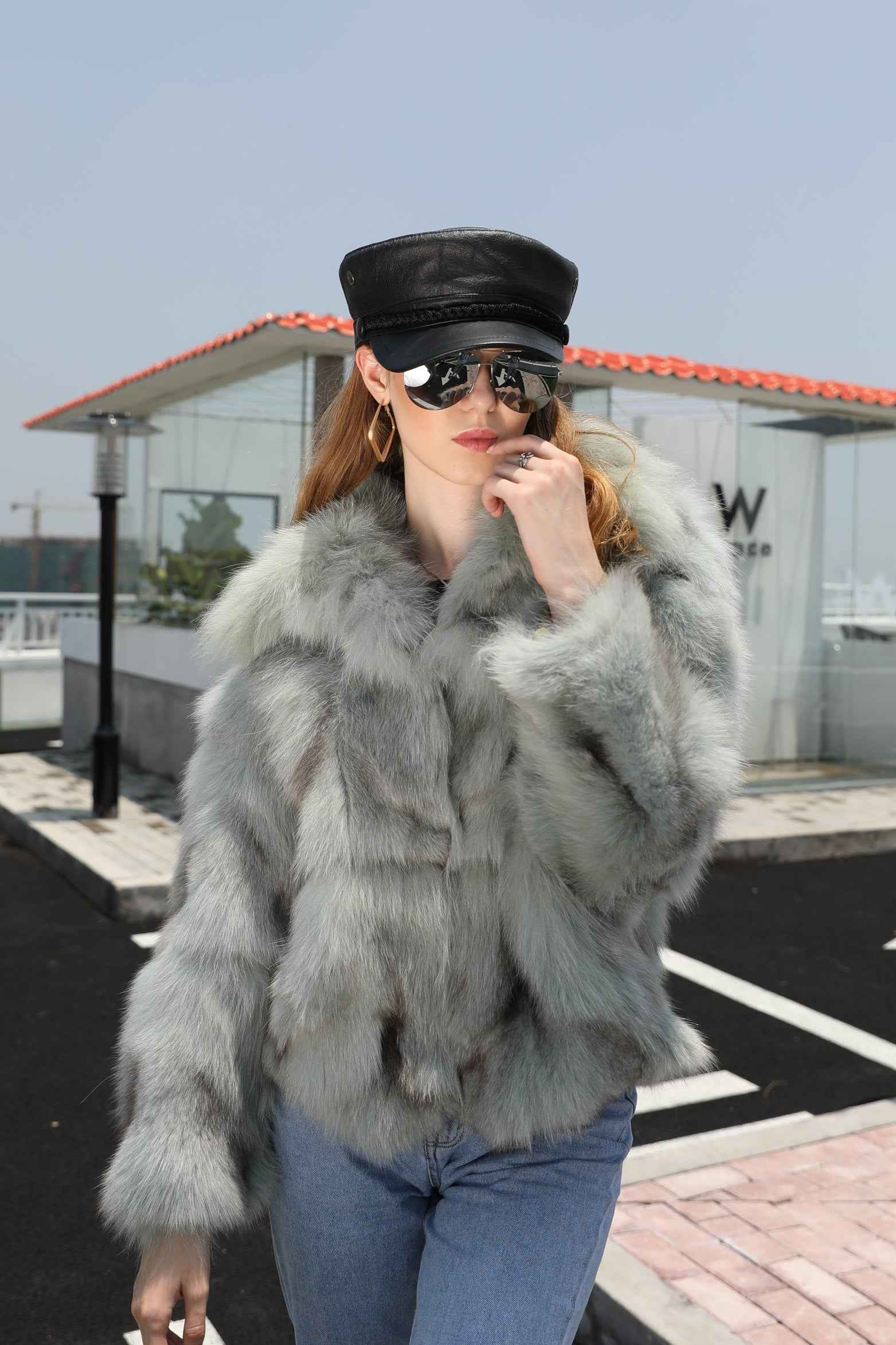 Emerald Green Oversized Faux Fur Jacket with Scalloped Back - Women's Winter Coat
