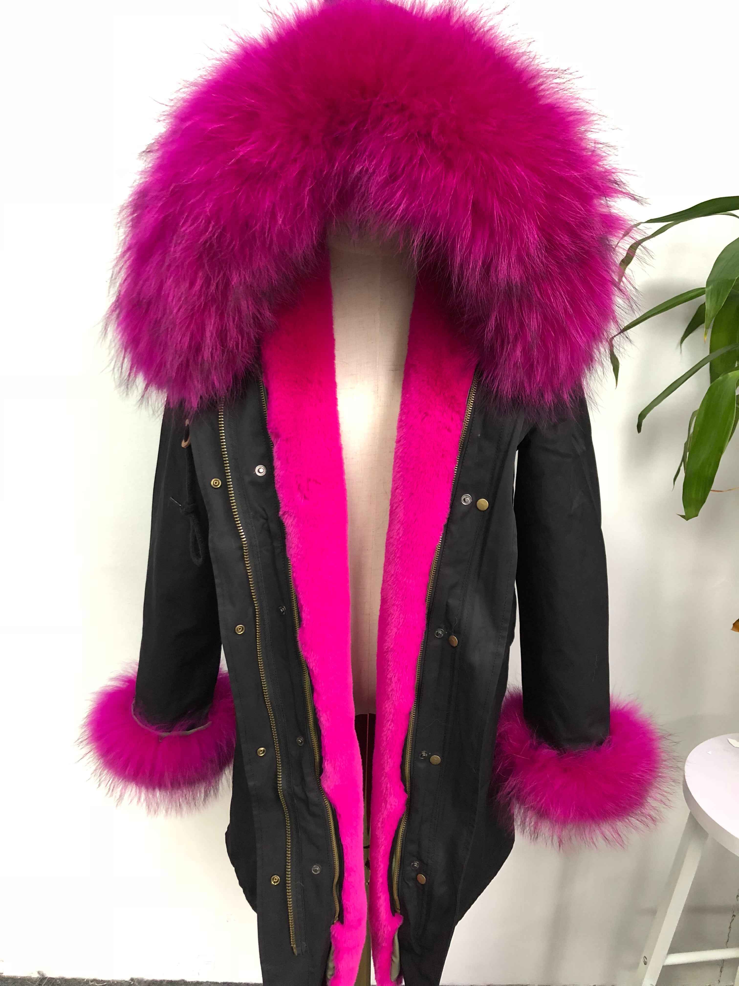 Women's Camouflage Faux Fur Parka – Winter Jacket with Fake Fur Collar & Pom Poms, Warm Outdoor Coat for Cold Weather 4#Black