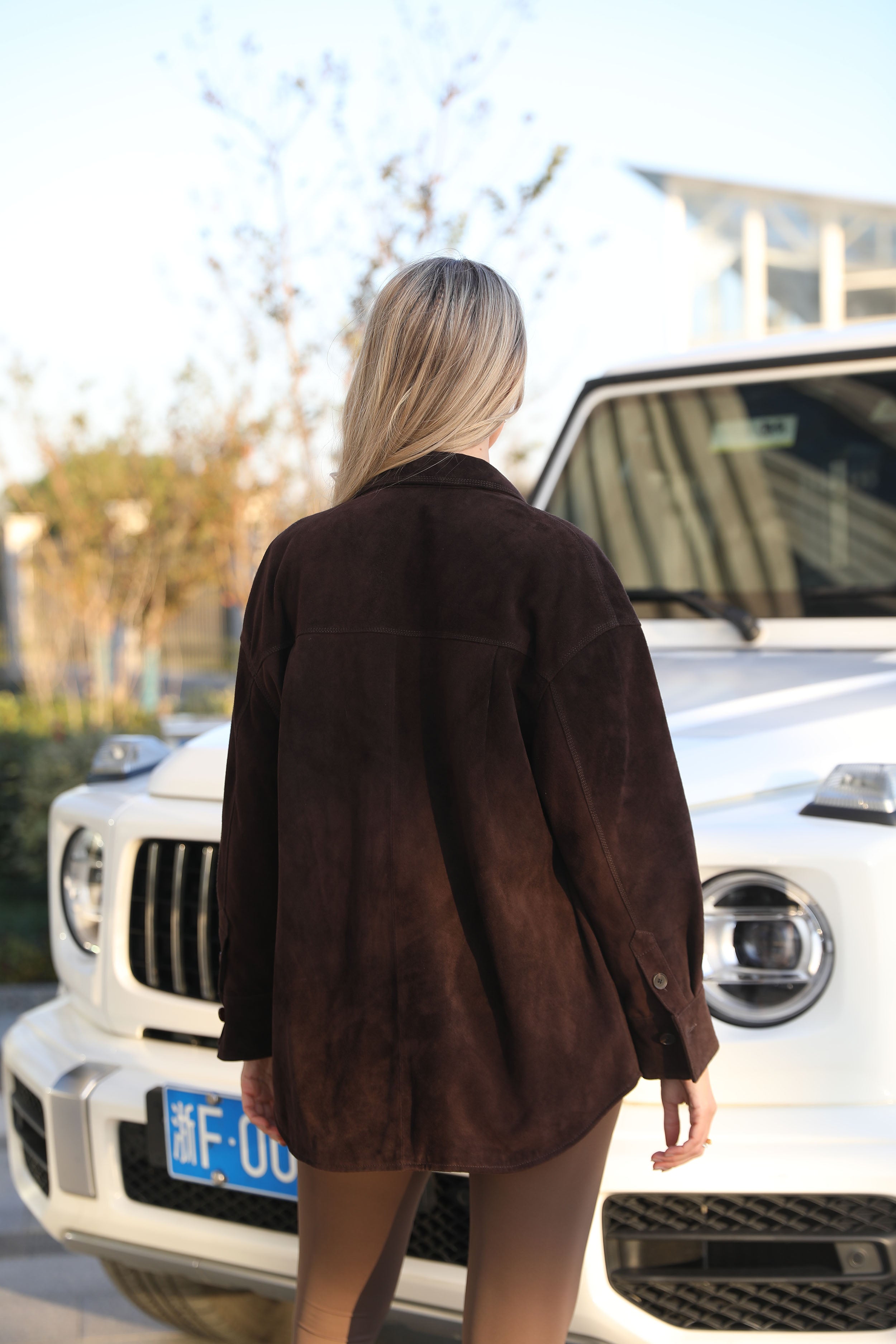 Women's Oversized Brown Suede Shacket