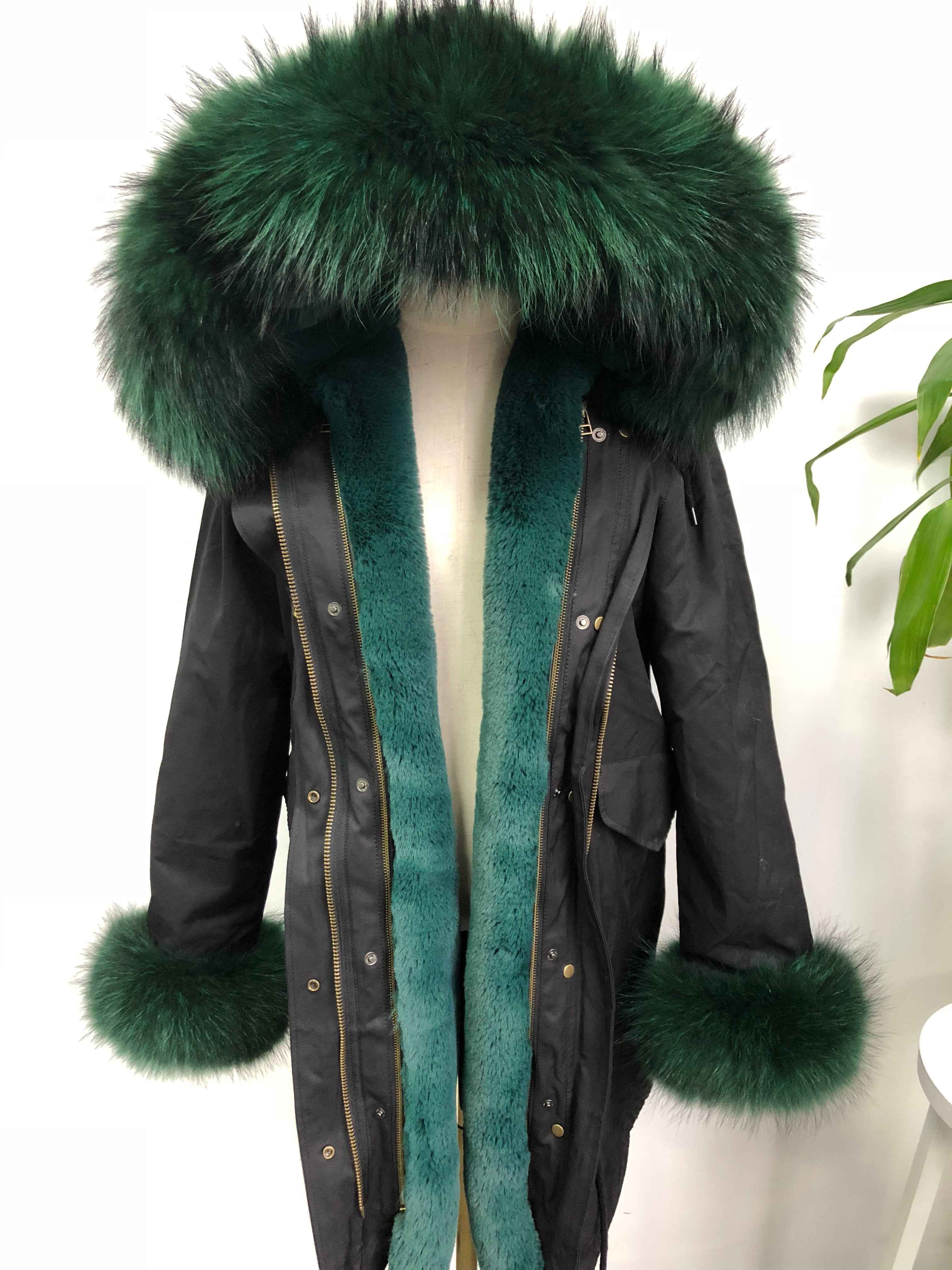 Women's Camouflage Faux Fur Parka – Winter Jacket with Fake Fur Collar & Pom Poms, Warm Outdoor Coat for Cold Weather 8#Black