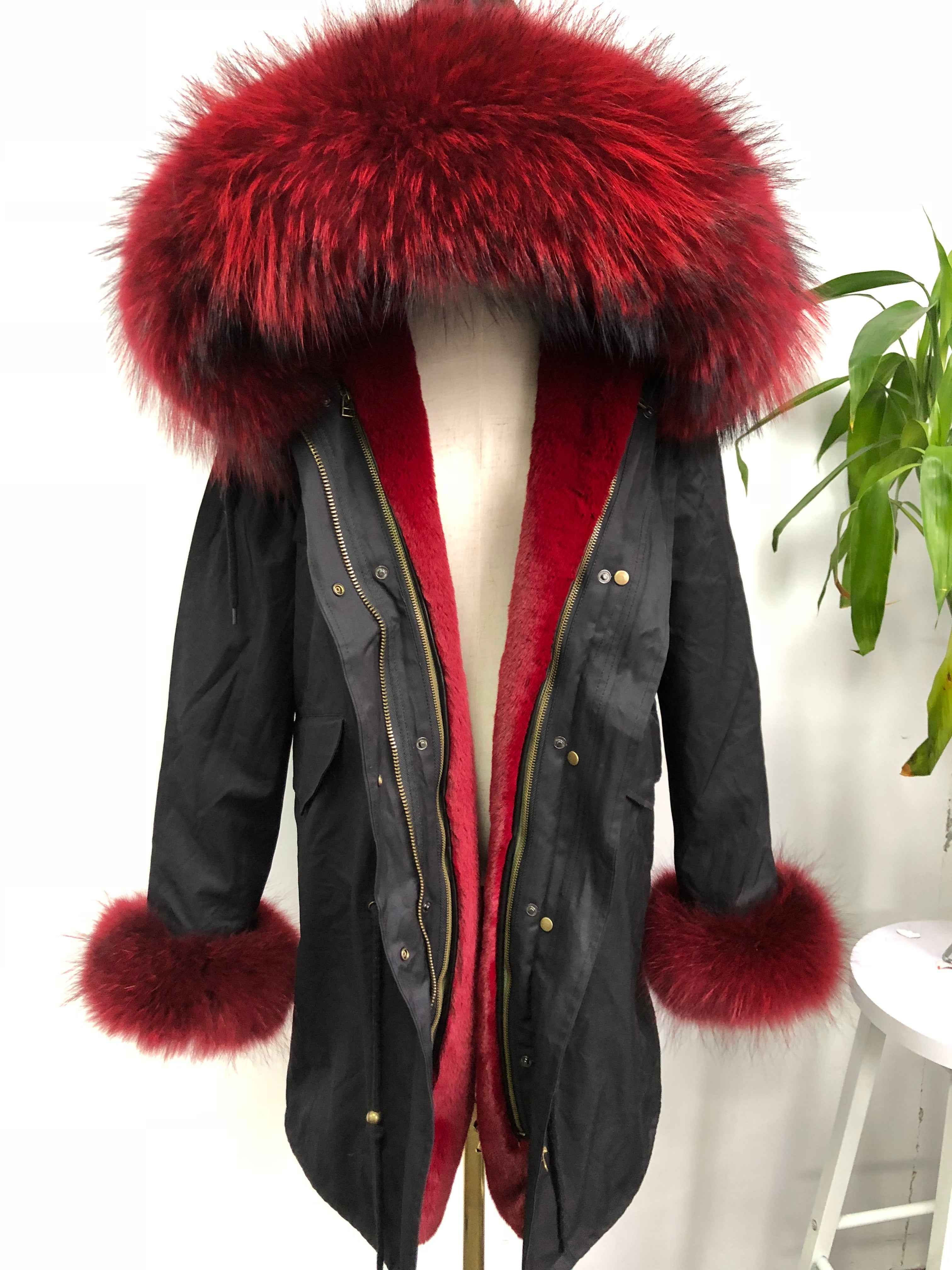 Women's Camouflage Faux Fur Parka – Winter Jacket with Fake Fur Collar & Pom Poms, Warm Outdoor Coat for Cold Weather 1#Black