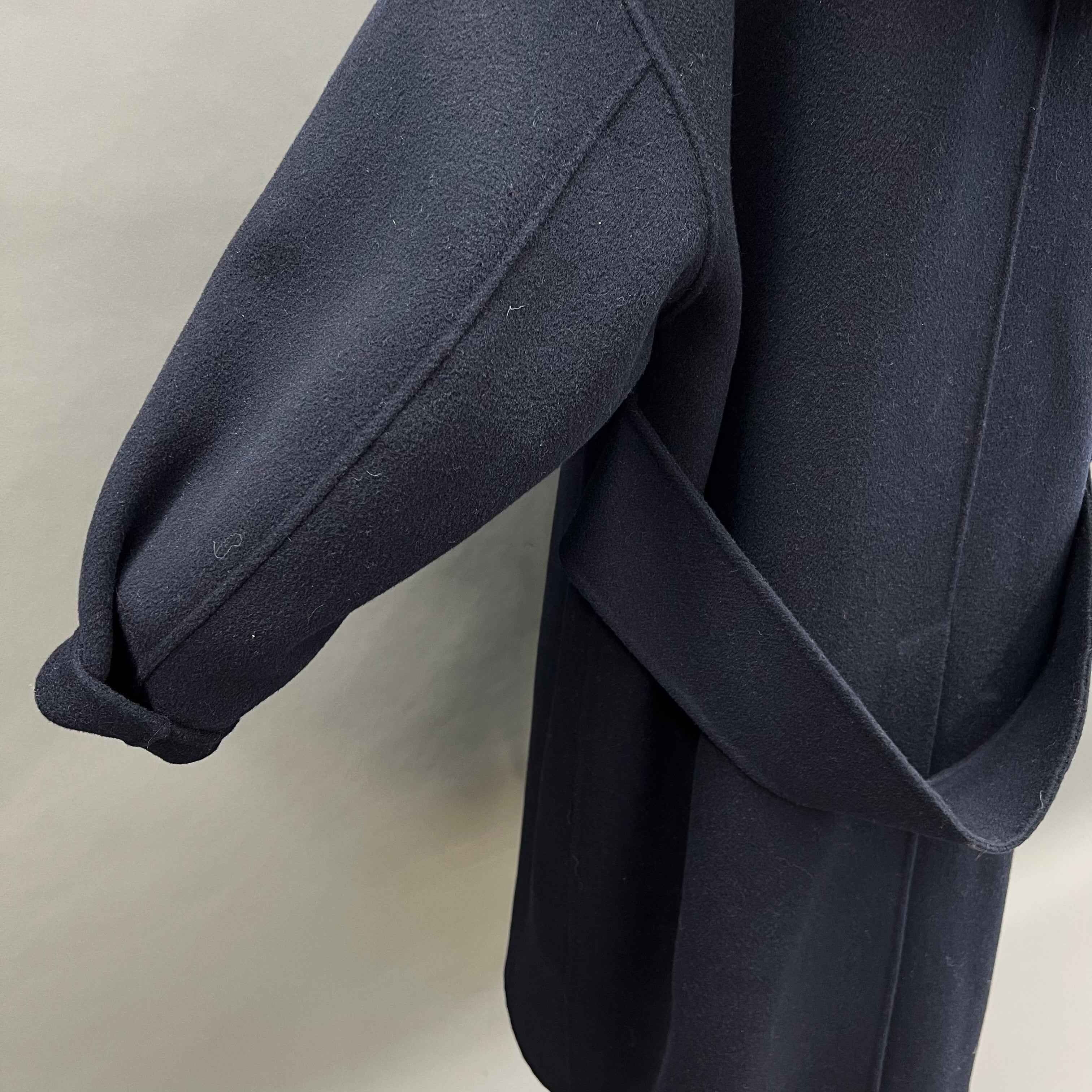 Women's Navy Blue Double - Sided Cashmere Hooded Coat