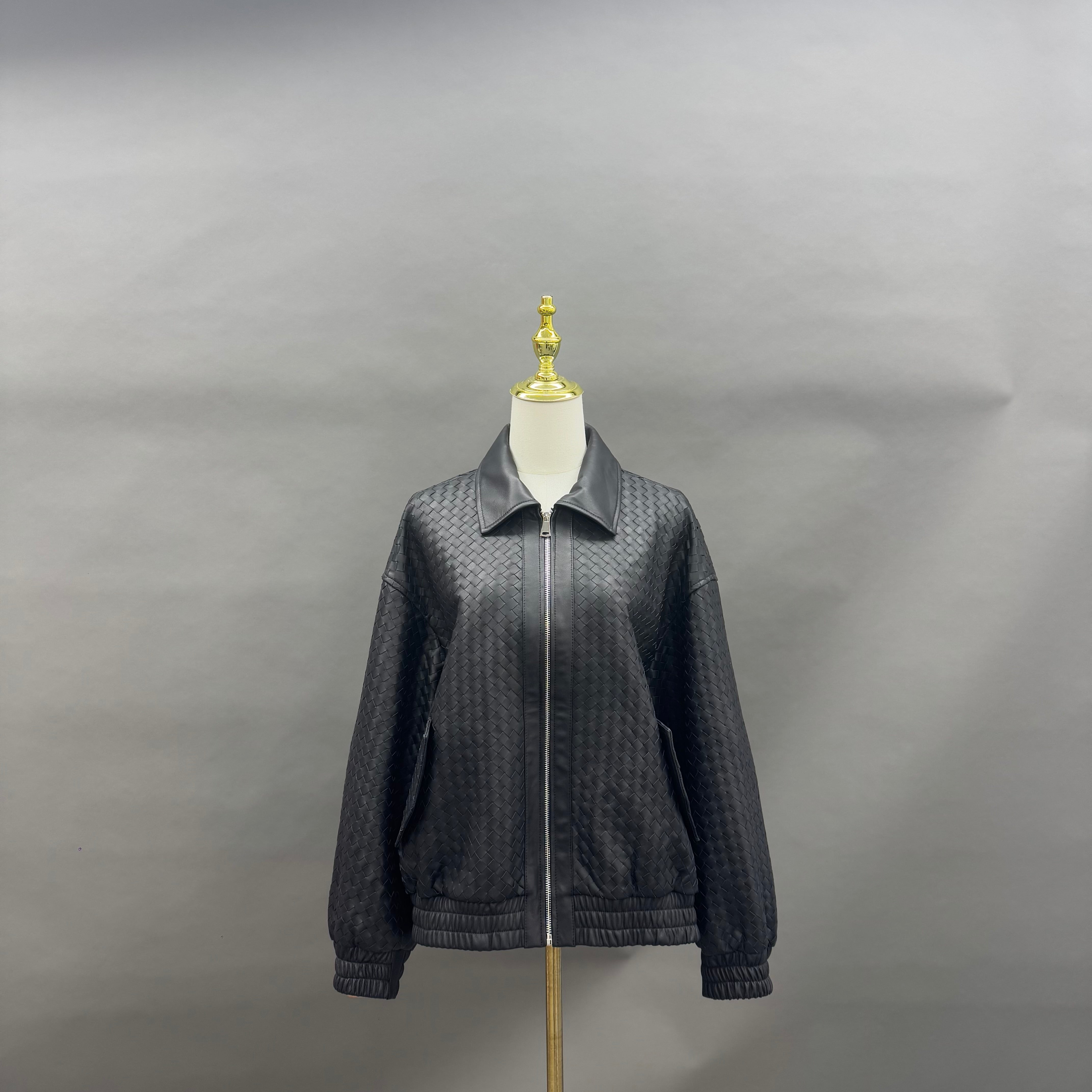 Women’s Black Quilted Leather Bomber Jacket – Diamond Stitched Full-Zip Baseball Coat for Fashionable Winter Wear Black