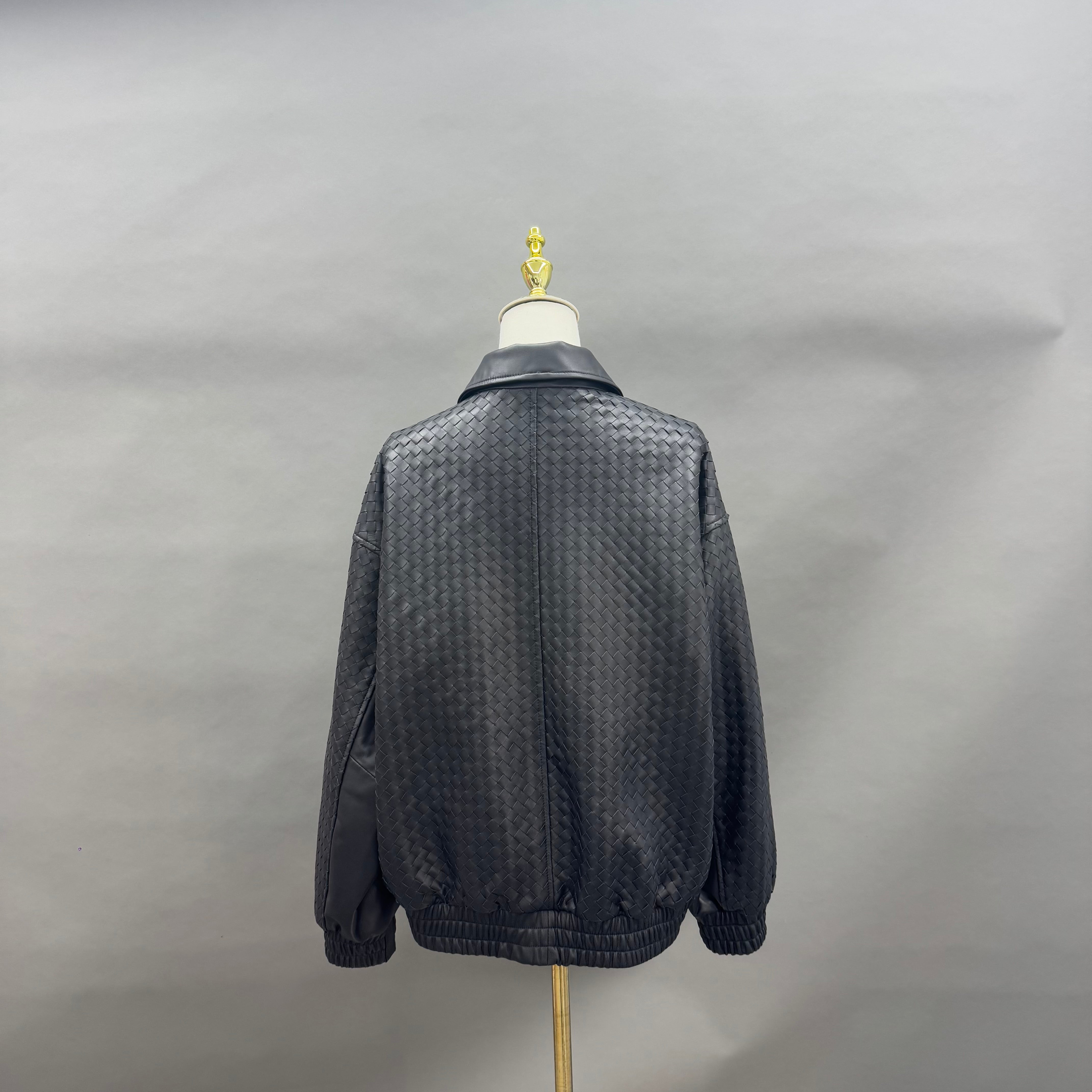 Women’s Black Quilted Leather Bomber Jacket – Diamond Stitched Full-Zip Baseball Coat for Fashionable Winter Wear