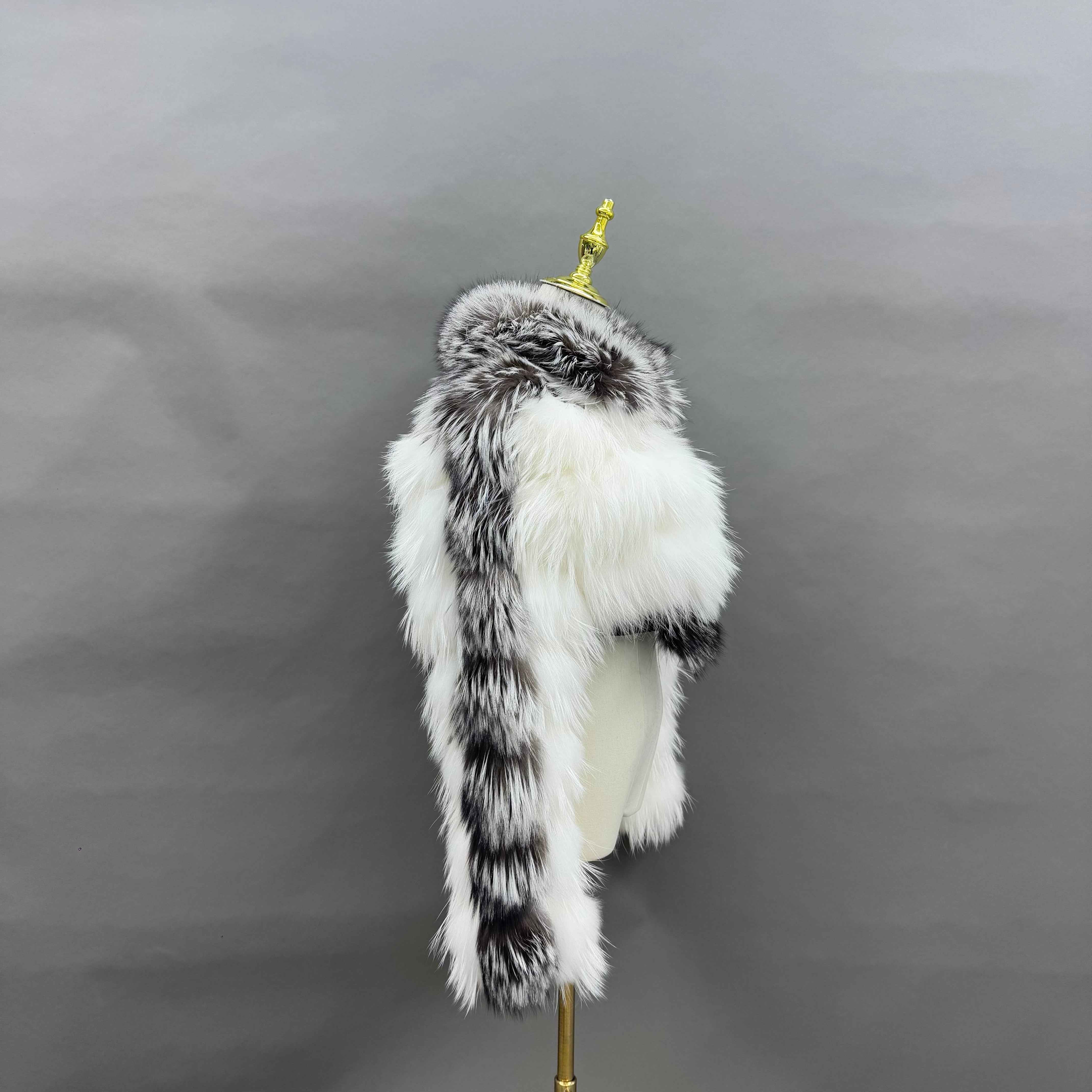 Luxury Raccoon & Silver Fox Fur Jacket with Notched Collar – Women’s Short Elegant Winter Coat for Formal & Party Wear