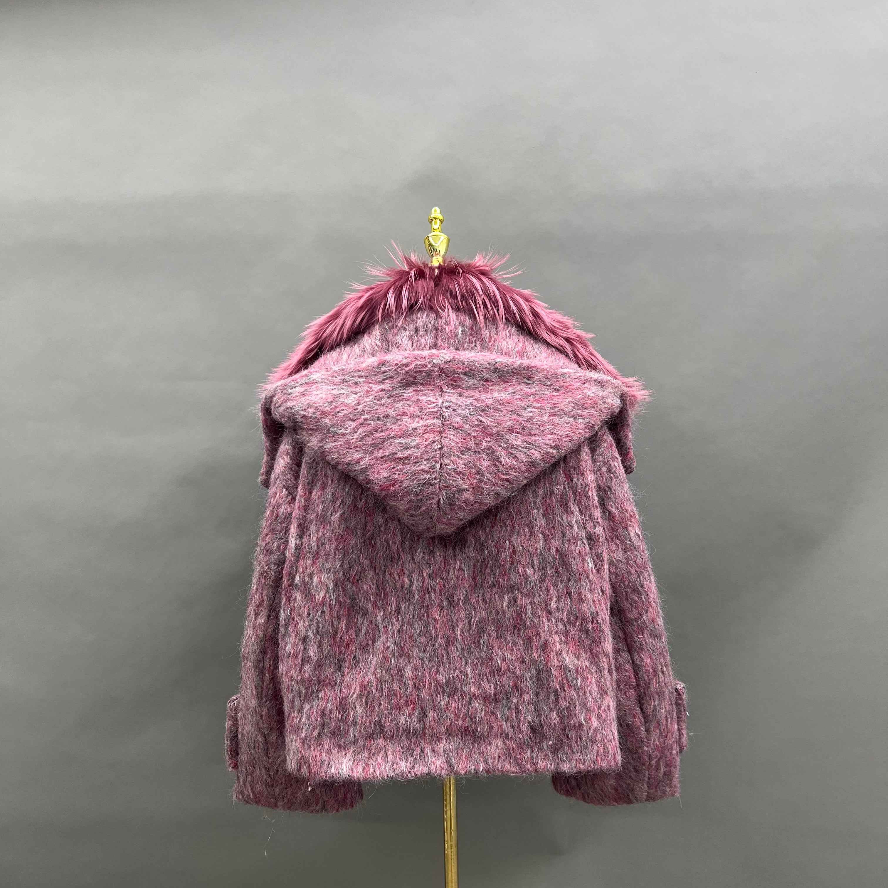 Women's Hooded Short Down Jacket with Raccoon Fur Collar