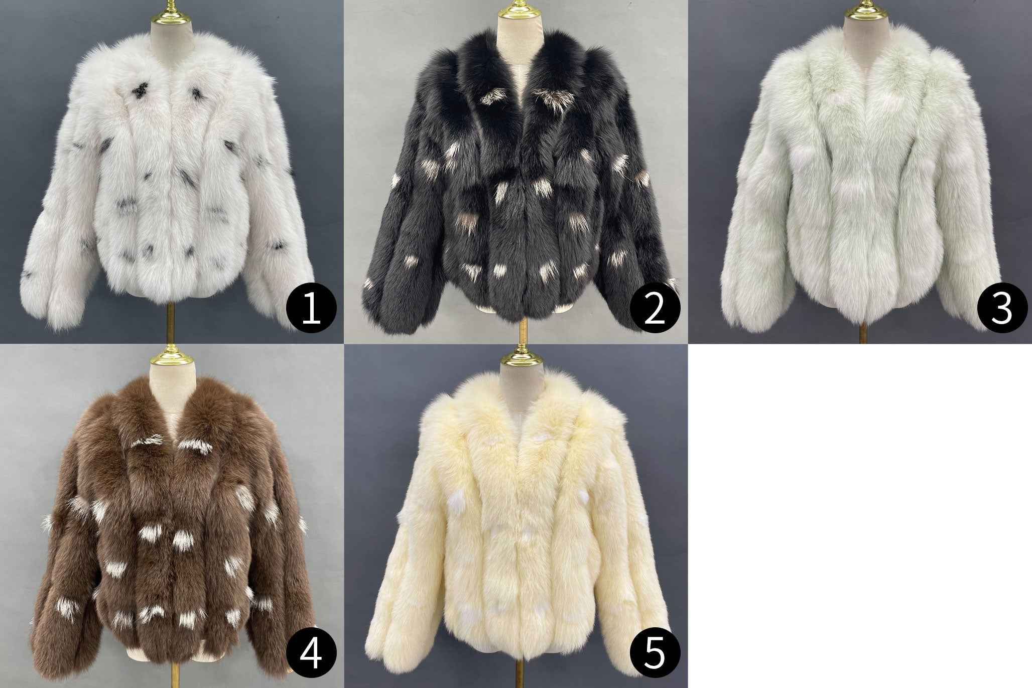 Women’s White Fox Fur Jacket with Black Spots – Elegant V-Neck Short Coat for Luxury Winter Fashion