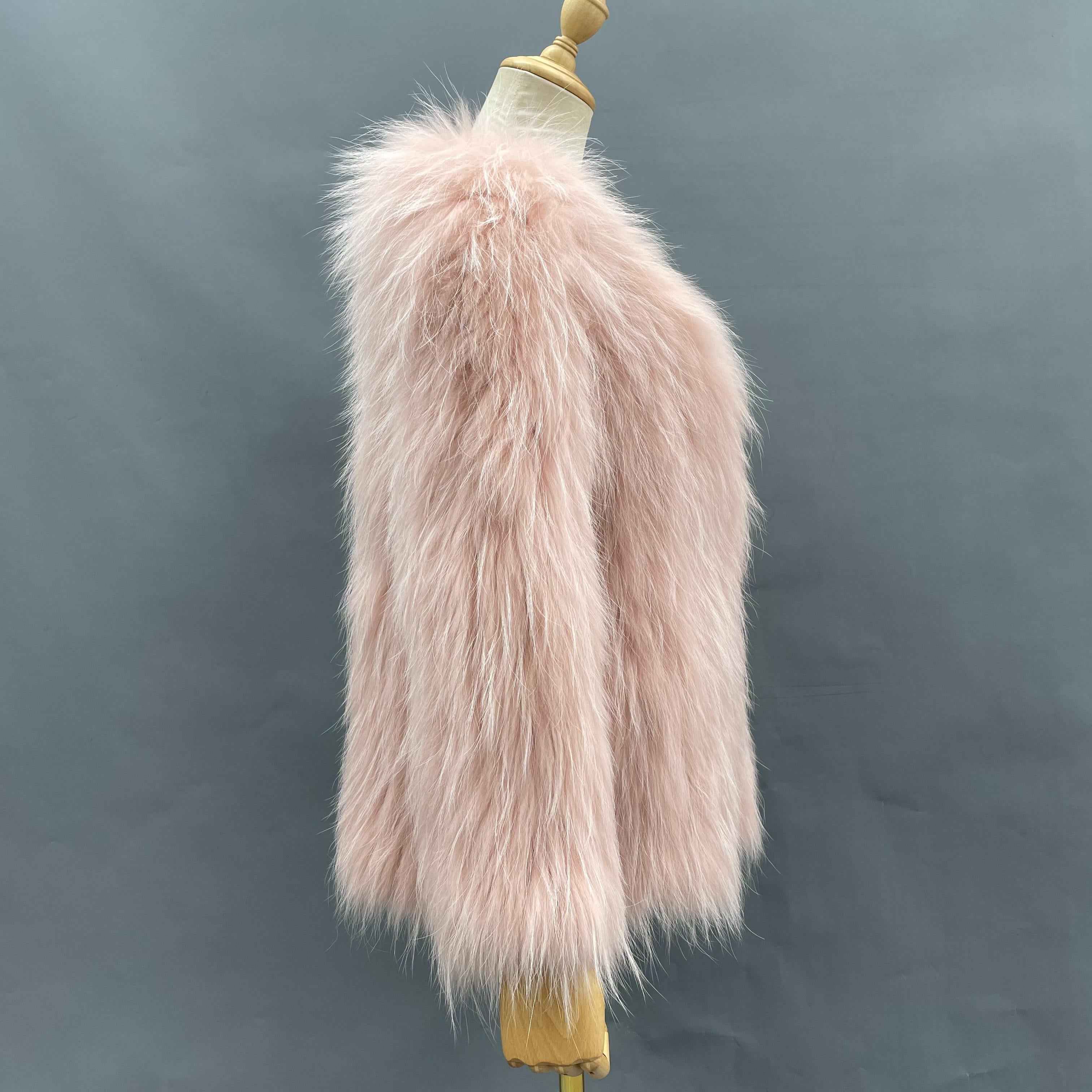 Women's Luxurious Raccoon Dog Fur Knitted Coat with V-Neck - Winter Fashion Outerwear