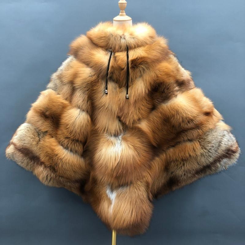 High Quality Women's Luxury Fox Fur Cloak Loose Genuine Fox - Janefur