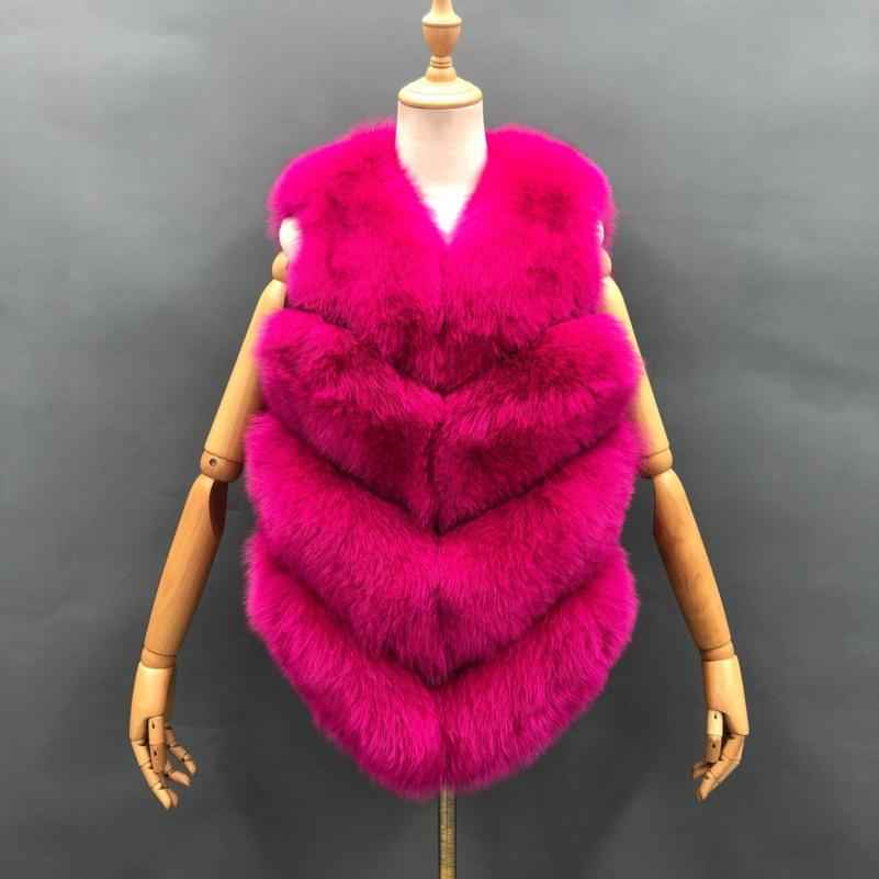 Wholesale Women's Classic Winter Warm Short Fox Fur Vest Casual Solid Color - Janefur