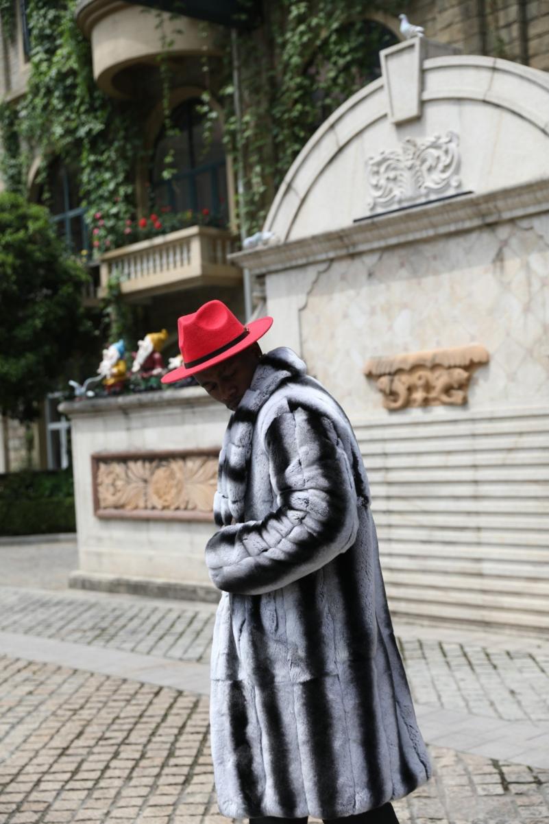 Men's Coat with a Shawl Collar Made of Rabbit Fur - Janefur