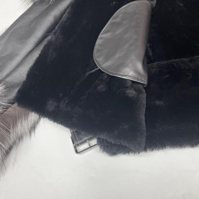 Men's Popular Motorcycle Style Fur Coat With Detachable Collar - Janefur
