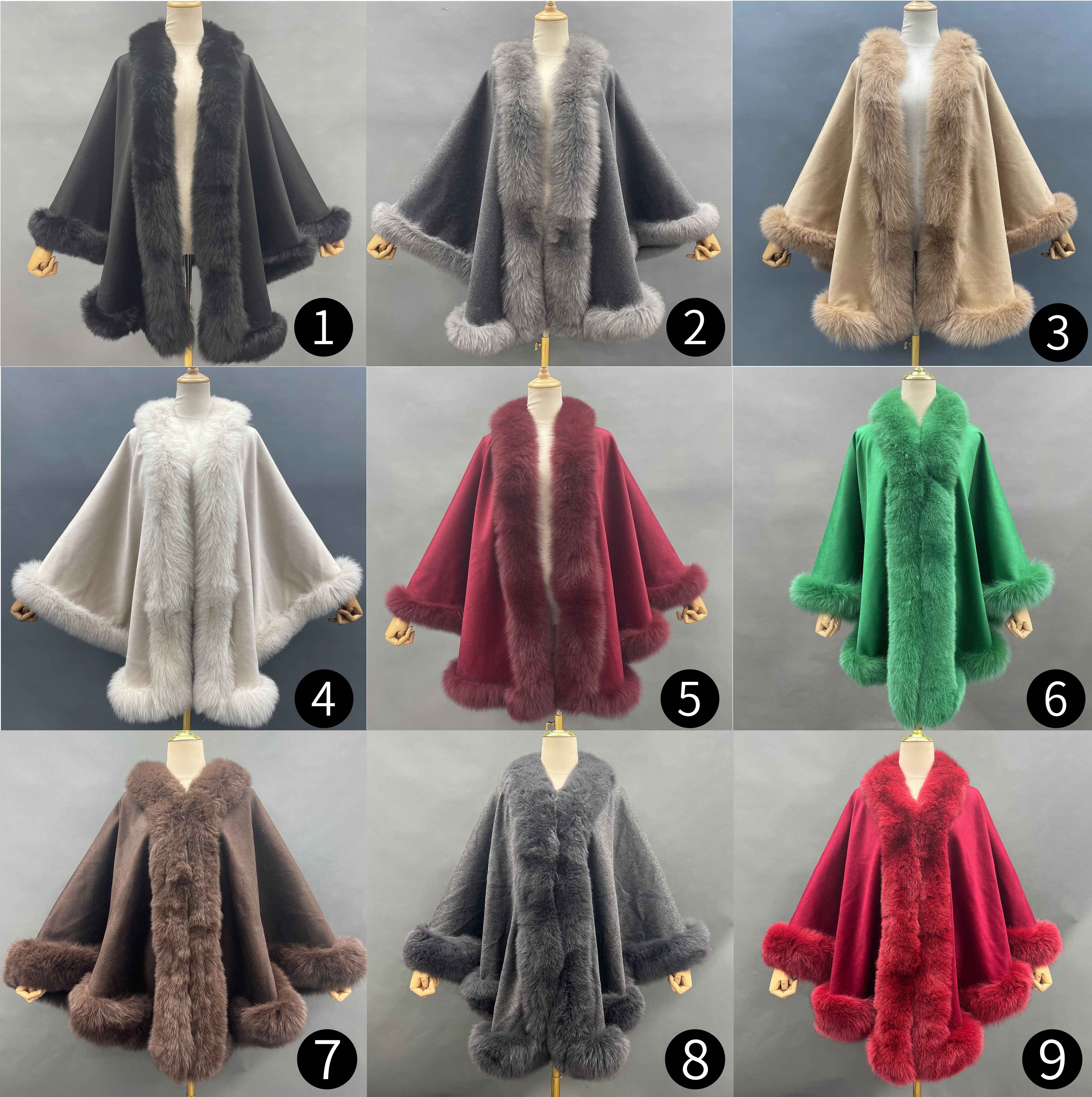 Women's Luxurious Cashmere Cape with Fox Fur Trim - Winter Fashion Outerwear