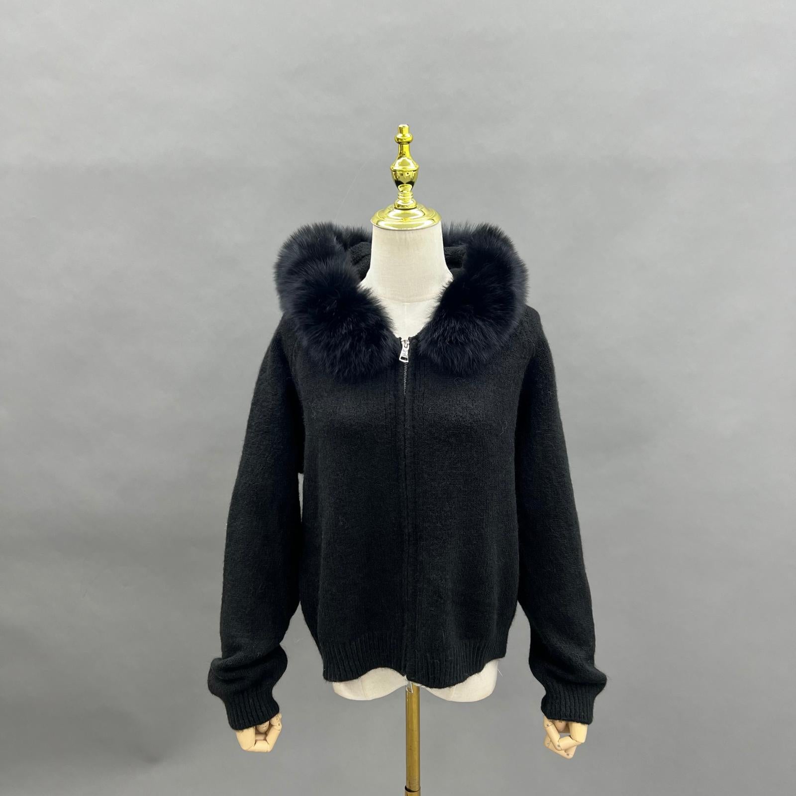 Knitted Hooded Zipper Sweatshirt Women's Trendy Sweater - Janefur
