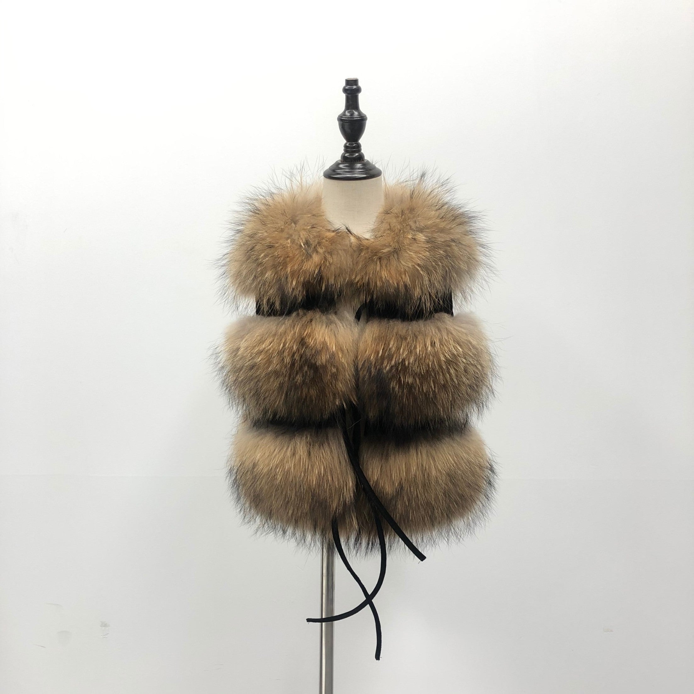 Children's Fall and Winter Three Sections Raccoon Fur Vest - Janefur