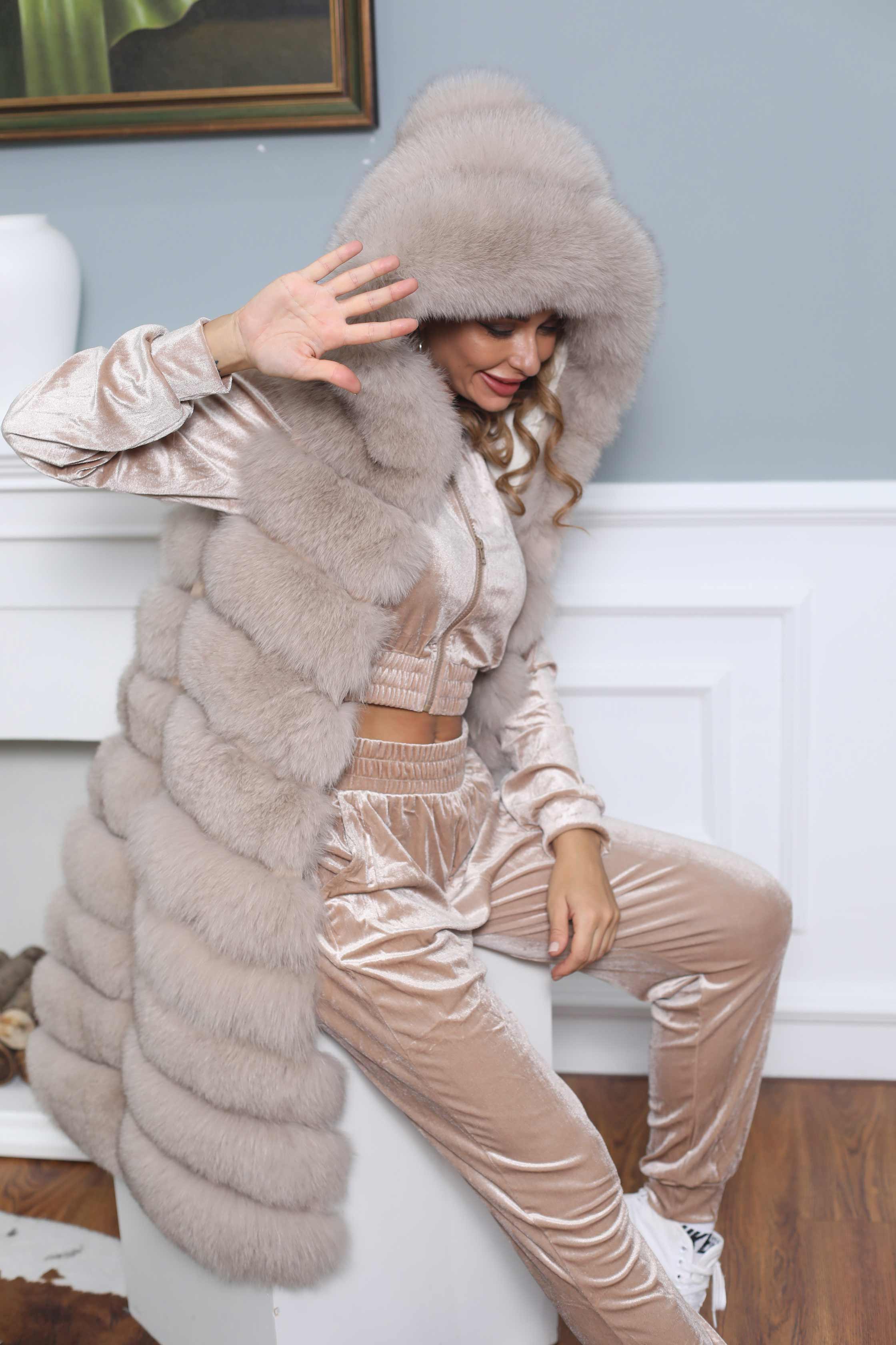 Winter Women Fox Fur Gilet Warm Long Soft Comfortable Outwear Vest For Female - Janefur